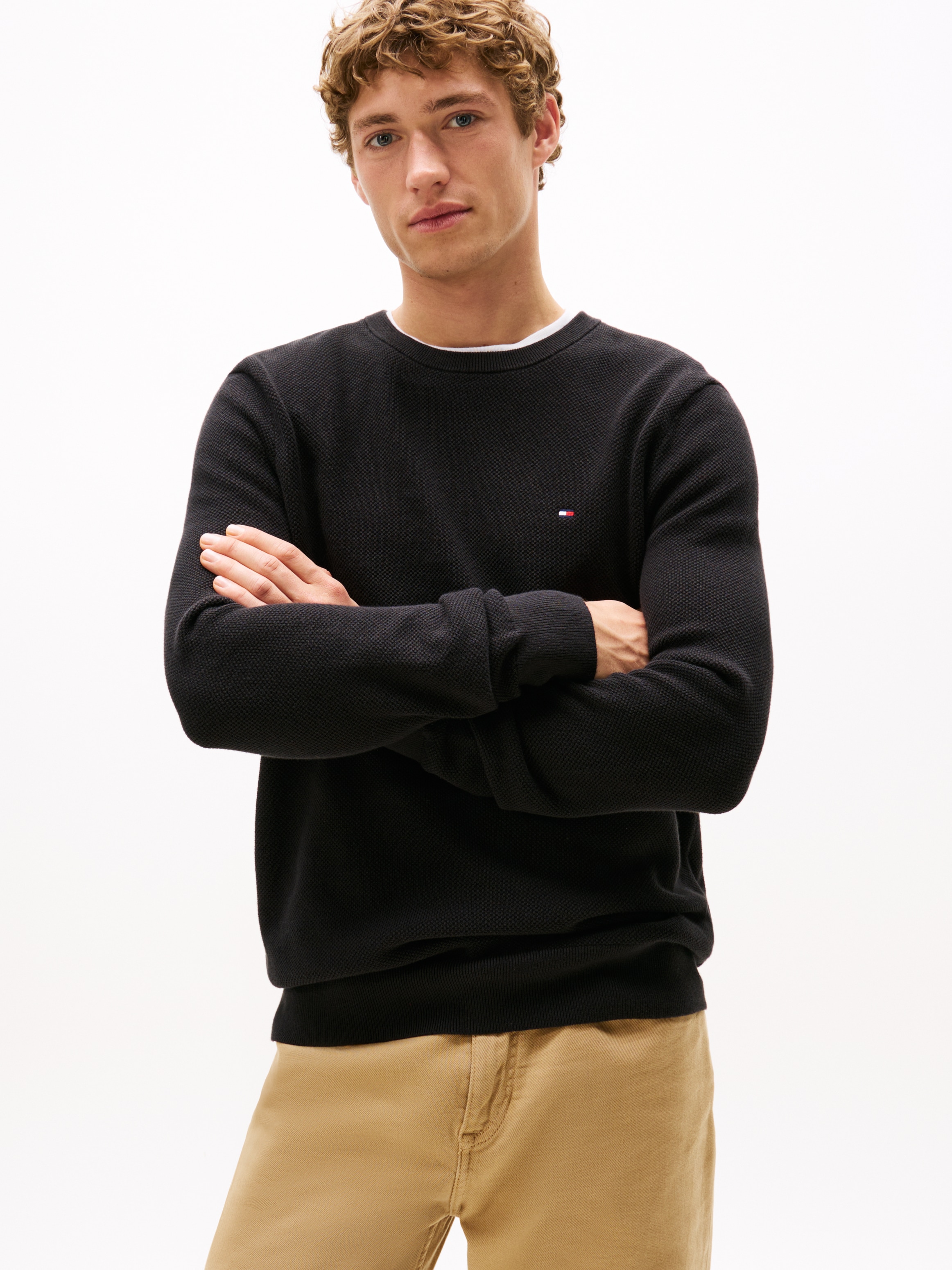 Tommy Hilfiger Rundhalspullover "ESSENTIAL STRUCTURE CREW NECK mit Struktur günstig online kaufen