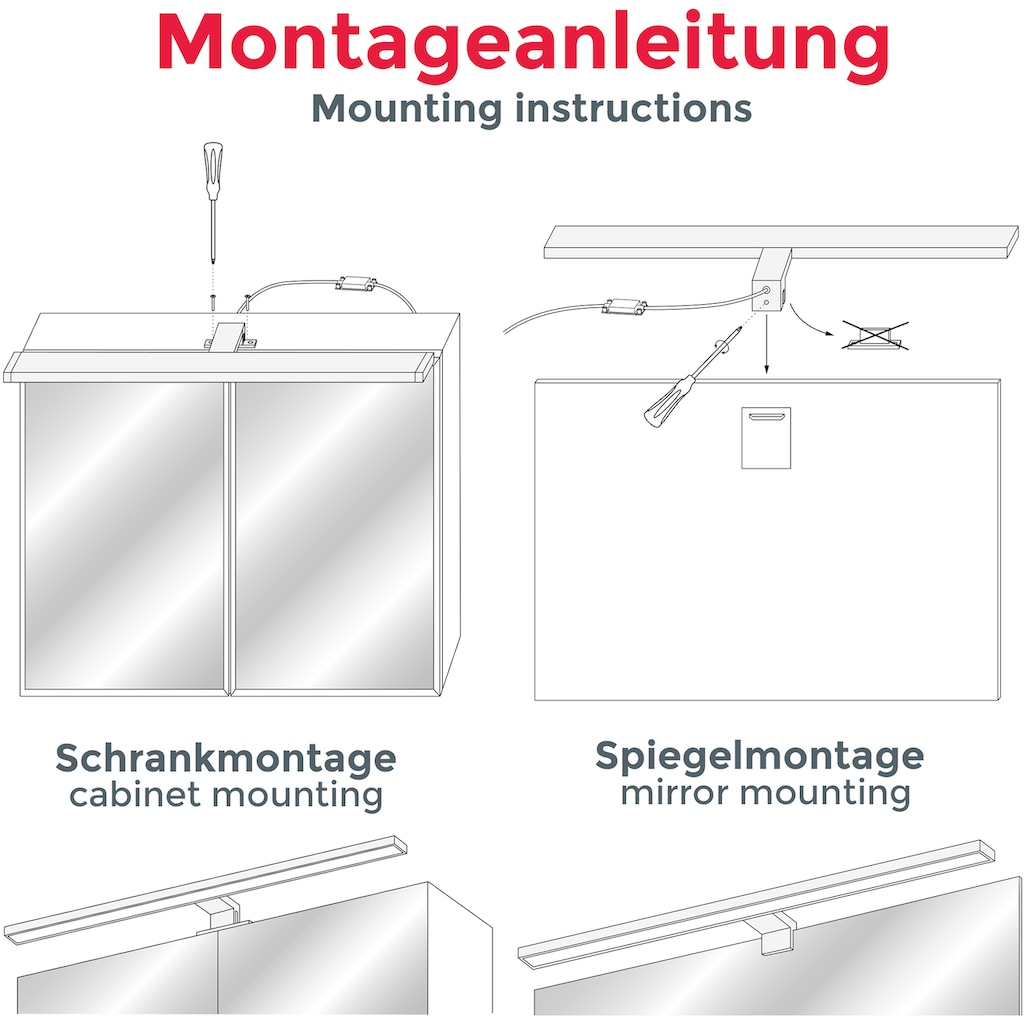 B.K.Licht Spiegelleuchte »Talitha«, 1 flammig-flammig, LED, Bad, Spiegellampe, Badezimmer, Beleuchtung, IP44, Schminklicht