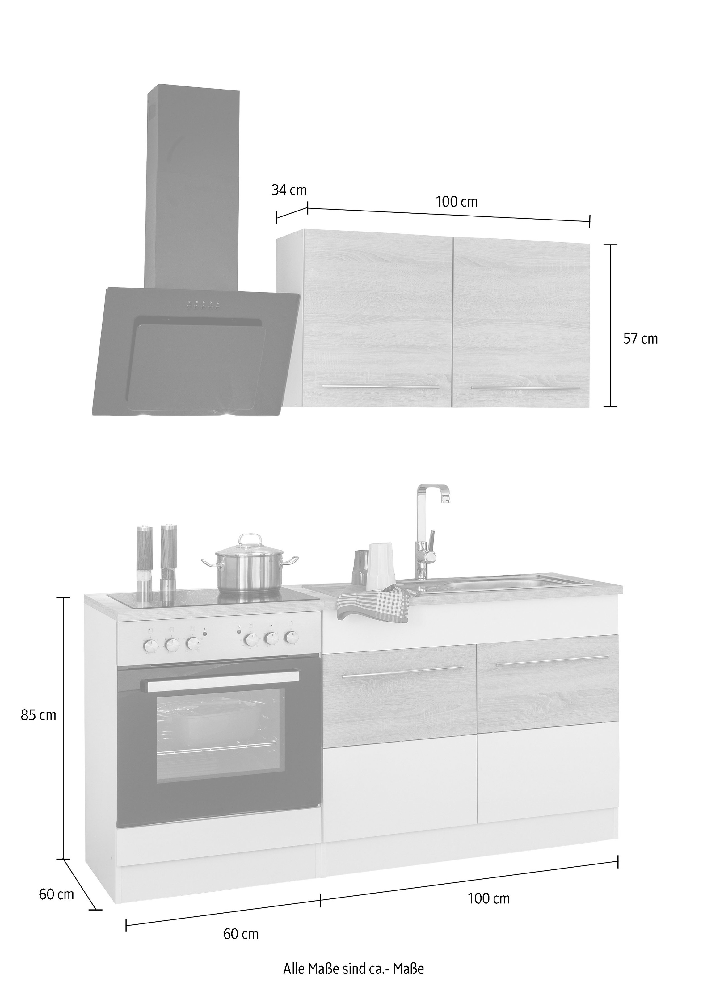 HELD MÖBEL Küchenzeile »Trient«, mit E-Geräten, Breite 160 cm