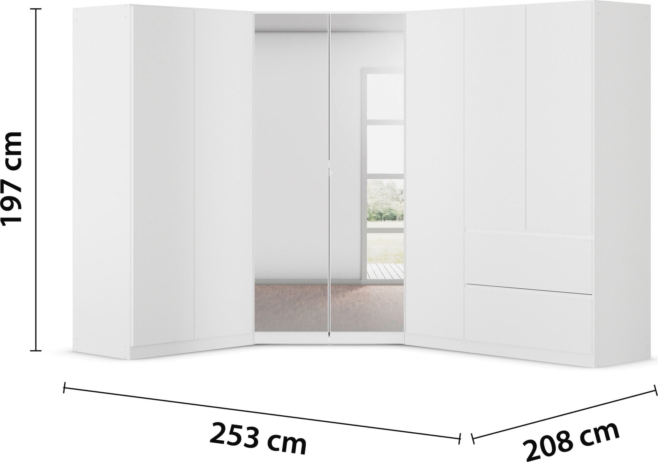 rauch Schrank-Set »Kleiderschrank Schrank Garderobe Wäscheschrank COSTA mit Spiegel«, viel Platz, grifflose Front und Push-to-Open Funktion MADE IN GERMANY