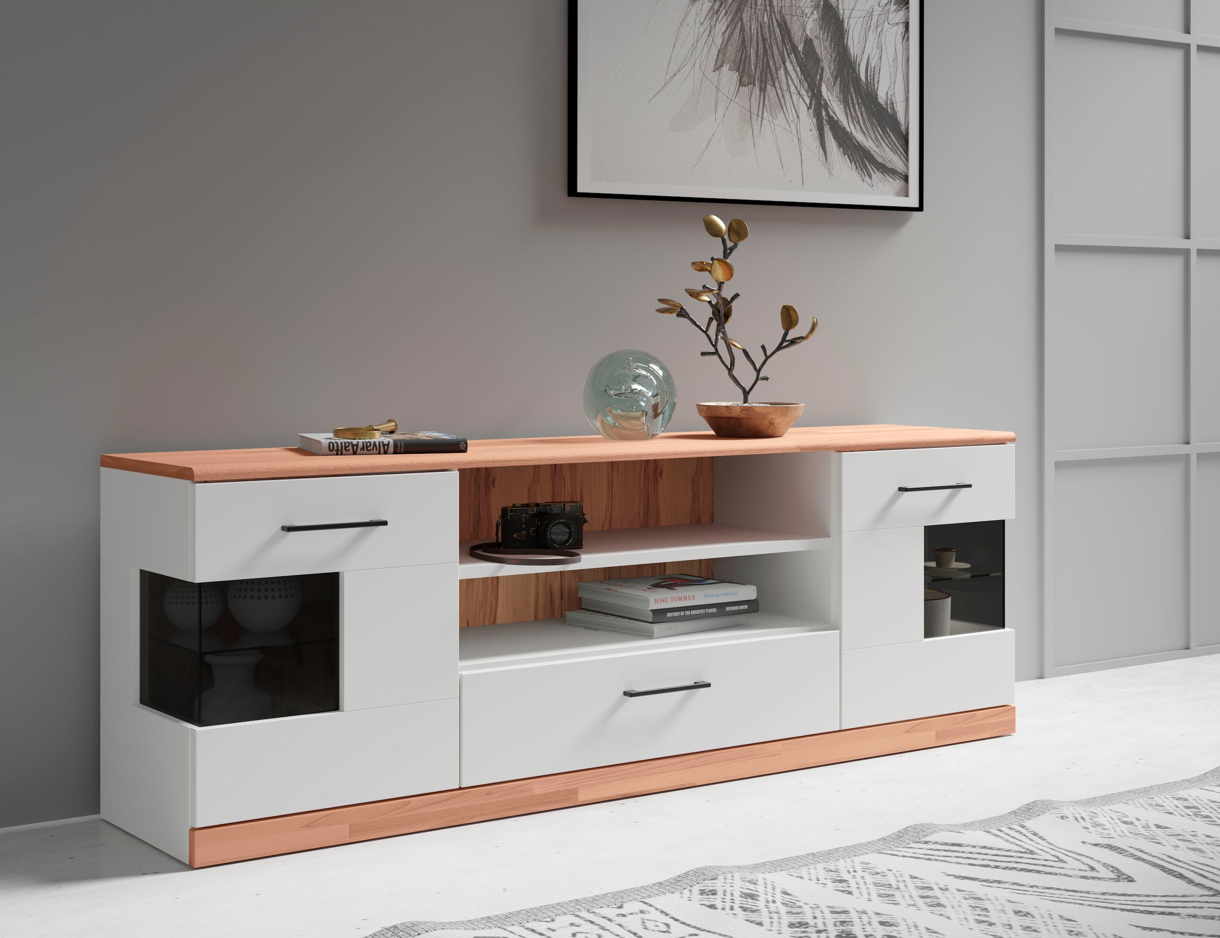 OTTO home Lowboard "Ribe,160cm breit,55cm hoch,Oberplatte massiv" Oberplatt günstig online kaufen