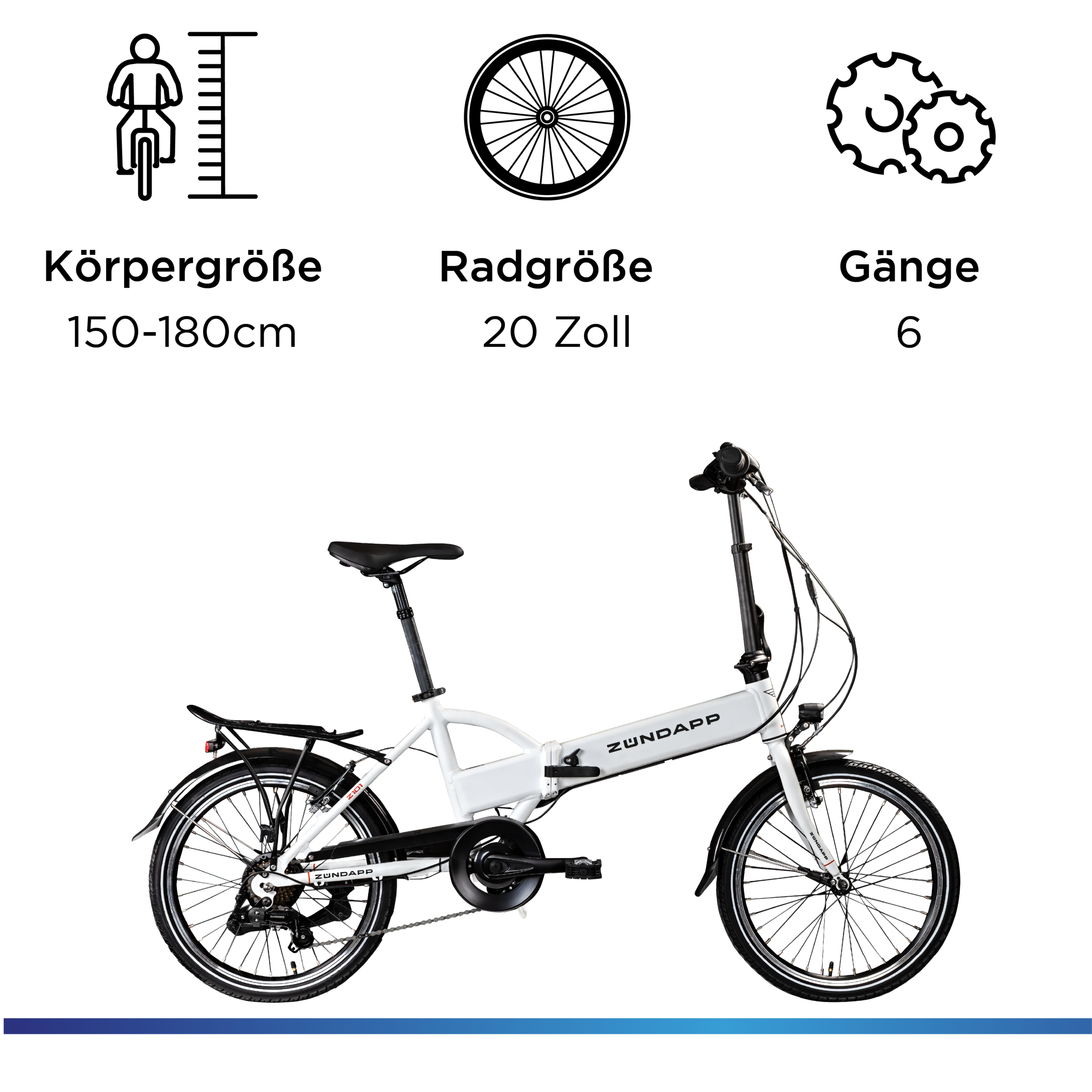 Zündapp »Z101« 6 Gang Shimano Tourney Schaltwerk Kettenschaltung Heckmotor 250 W Pedelec, Elektrofahrrad für Damen u. Herren