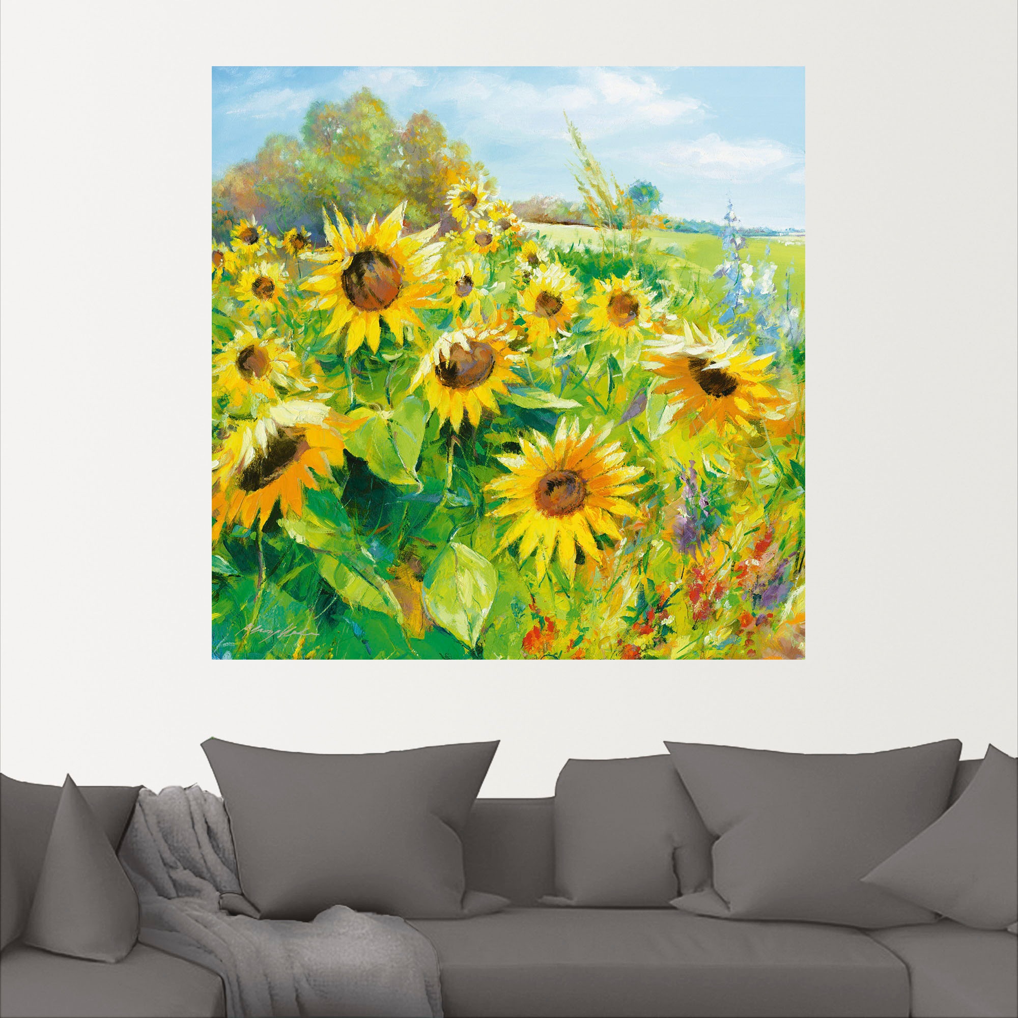 Artland Wandbild "Sommerwiese mit Sonnenblumen", Blumenwiese, (1 St.), als günstig online kaufen