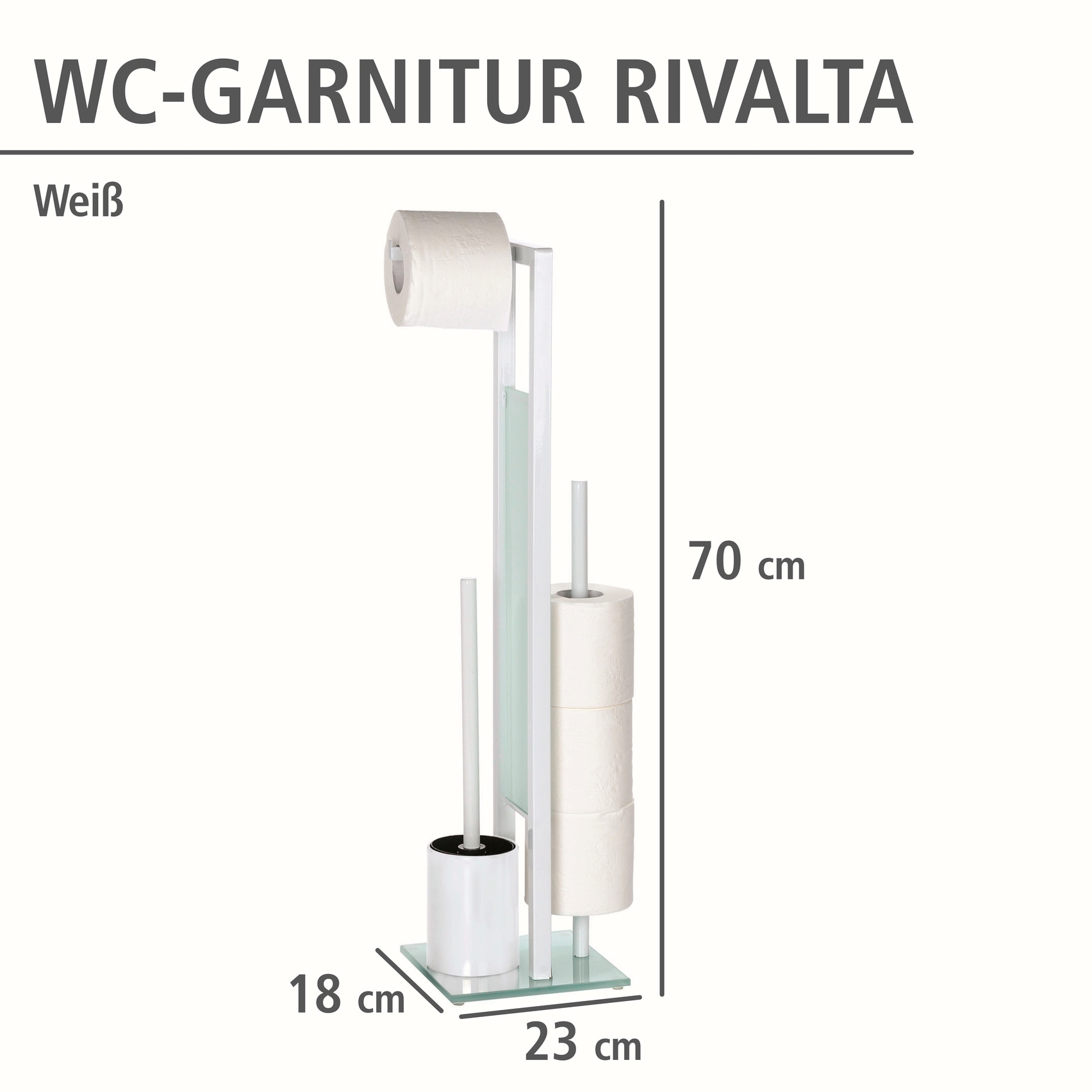 WENKO WC-Garnitur »Rivalta«, und | bestellen Toilettenpapierhalter WC-Bürstenhalter aus integrierter BAUR Sicherheitsglas-Kunststoff