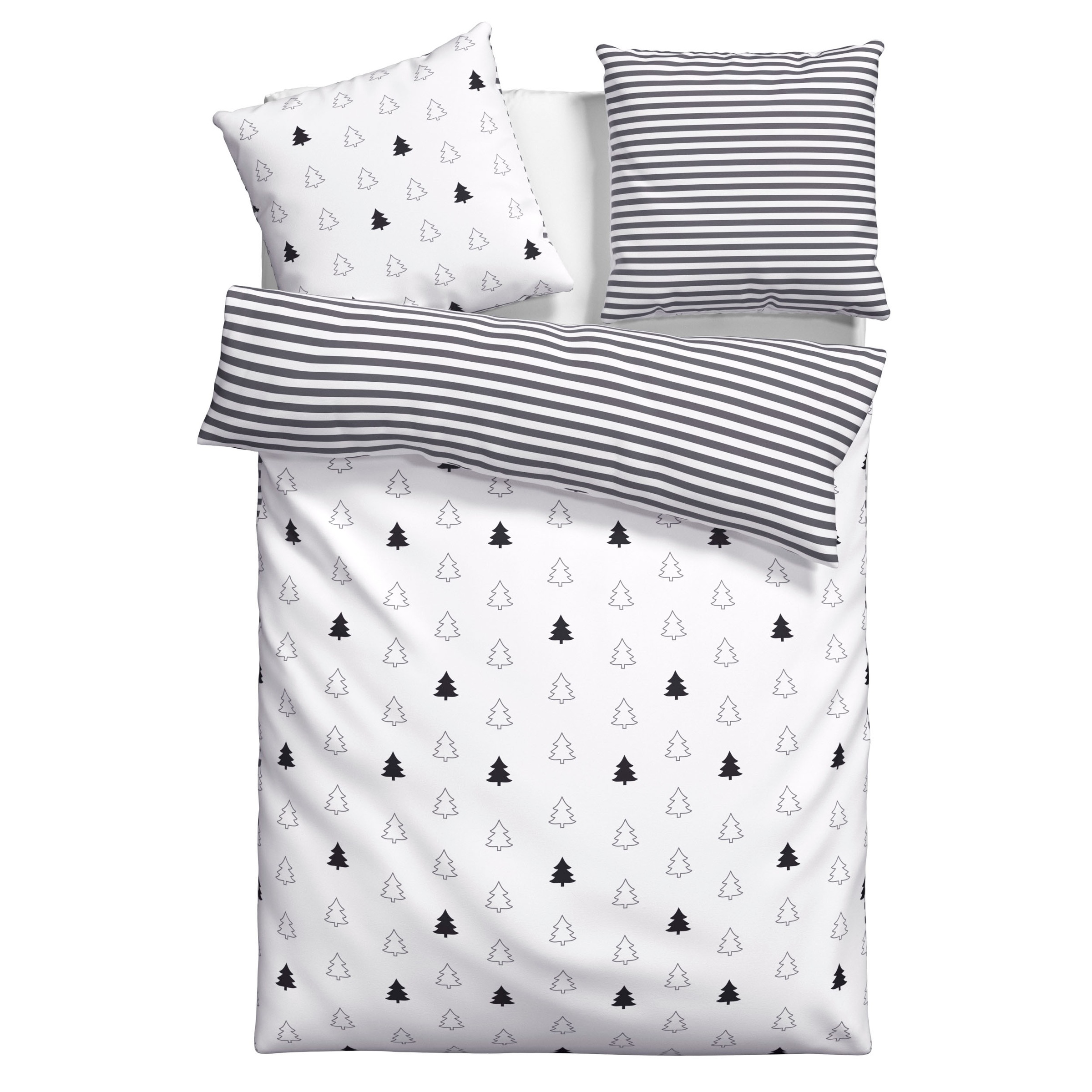 andas Wendebettwäsche "JULIE" 2 Stk. tlg. Bettwäsche mit Tannenbäumen, Baum günstig online kaufen