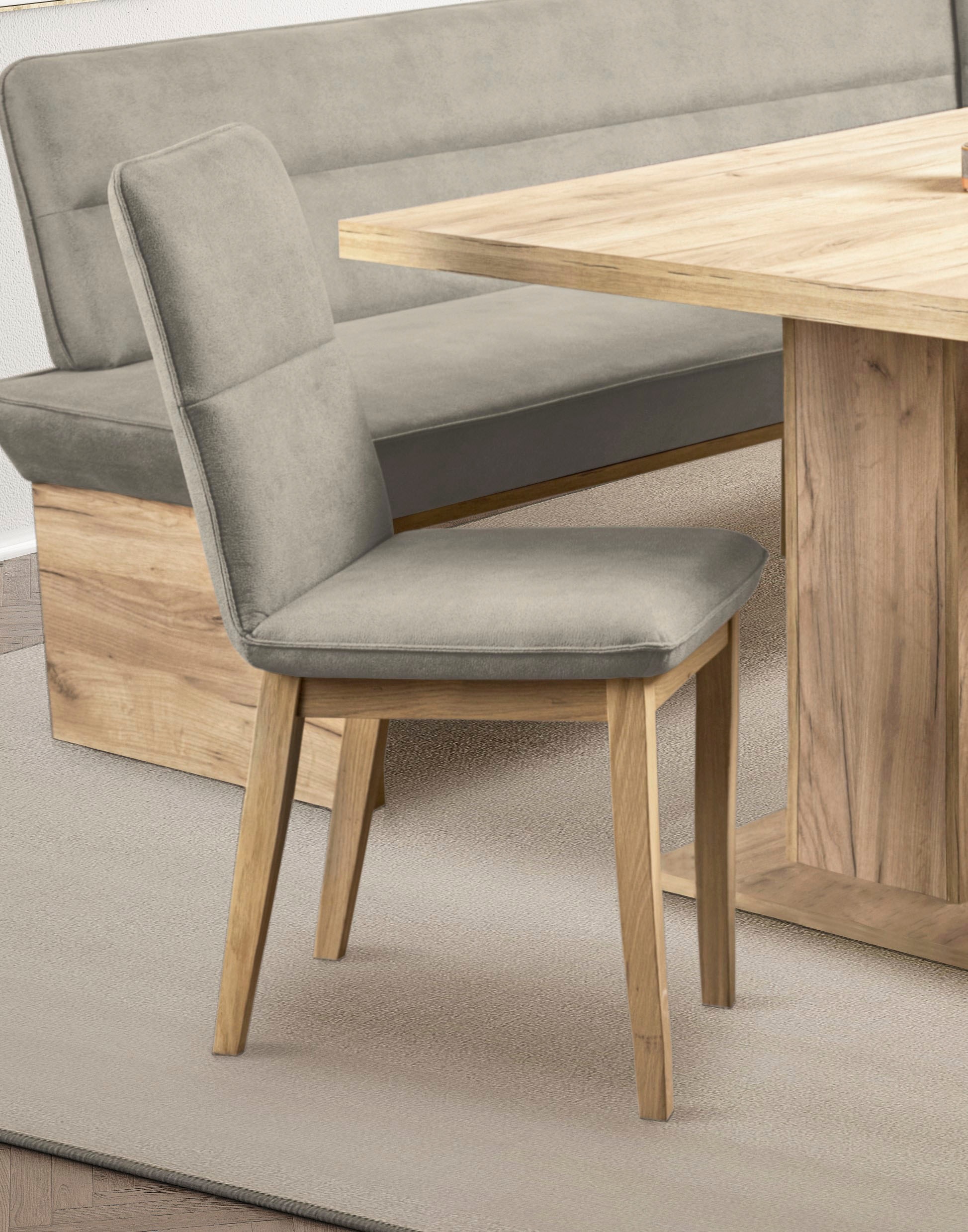 OTTO home Eckbankgruppe »Beluna + Cross Essecke Sitzgruppe Eckbank Küchenbank BESTSELLER« Set, Eckbank, 2 Stühle und Tisch, 4 Stk. tlg. Sitzgruppe Esszimmer Stühle Tisch und Bank bequem gepolstert