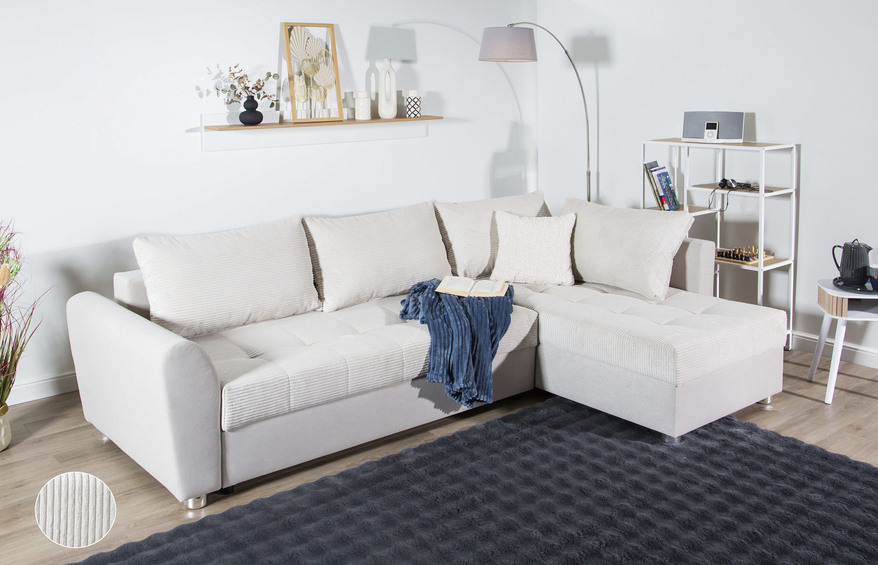 COLLECTION AB Ecksofa "Jana XL L-Form, B: 250 cm" Schlaffunktion, Bettkasten & 1 Zierkissen, Federkern