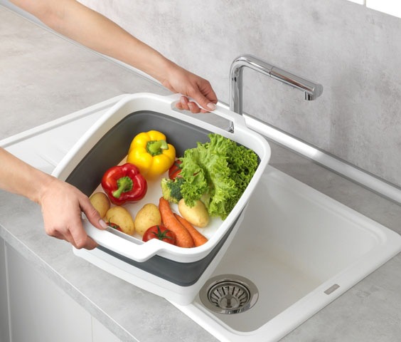 WENKO Waschschüssel »Modell Sira«, faltbare Spülschüssel mit Henkeln, ideal für Zuhause und Camping, 8 L