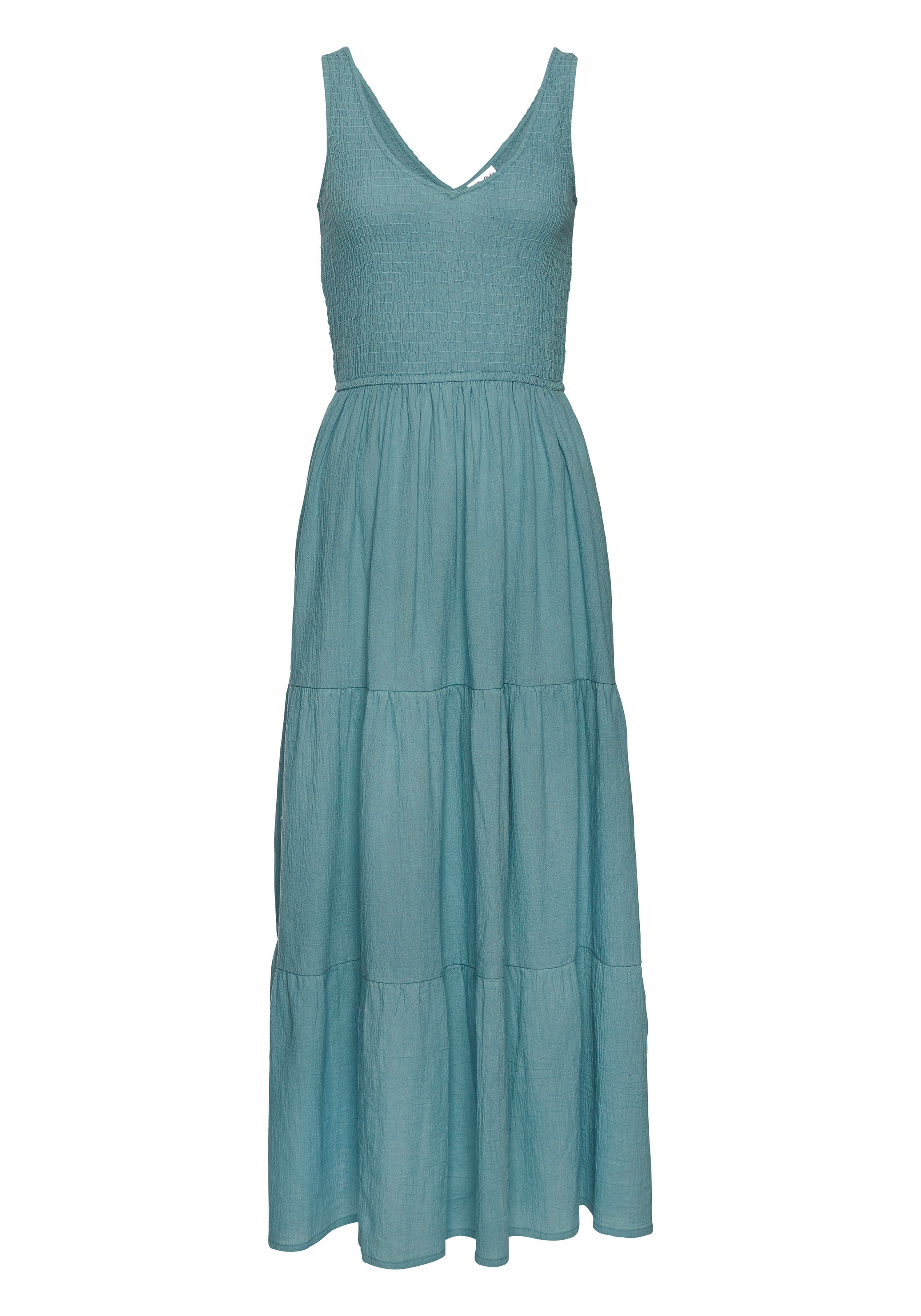 Beachtime Maxikleid, aus gewebter Baumwolle, Sommerkleid mit gestuftem Rock günstig online kaufen