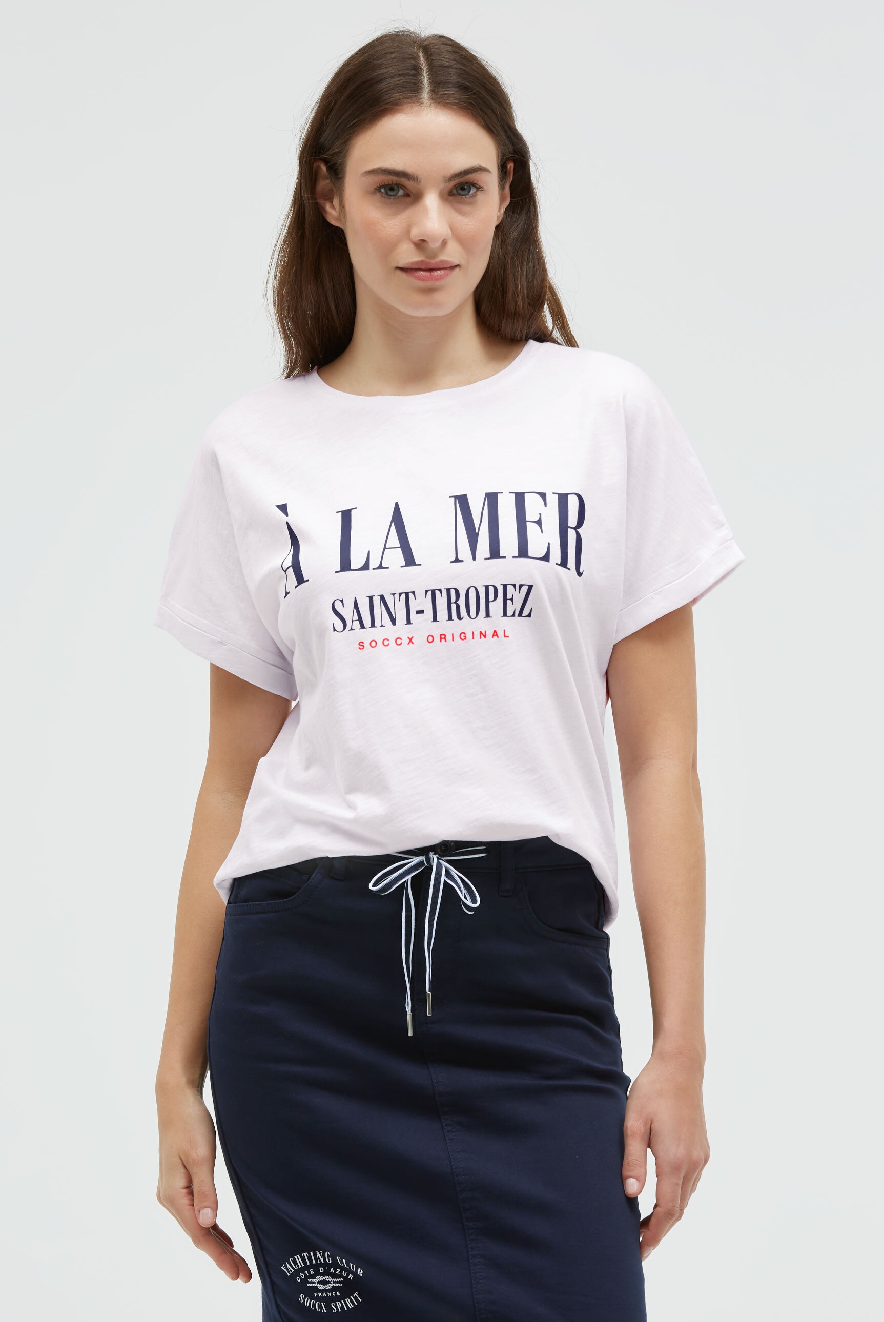 SOCCX Rundhalsshirt mit Turn-Up-Ärmel günstig online kaufen