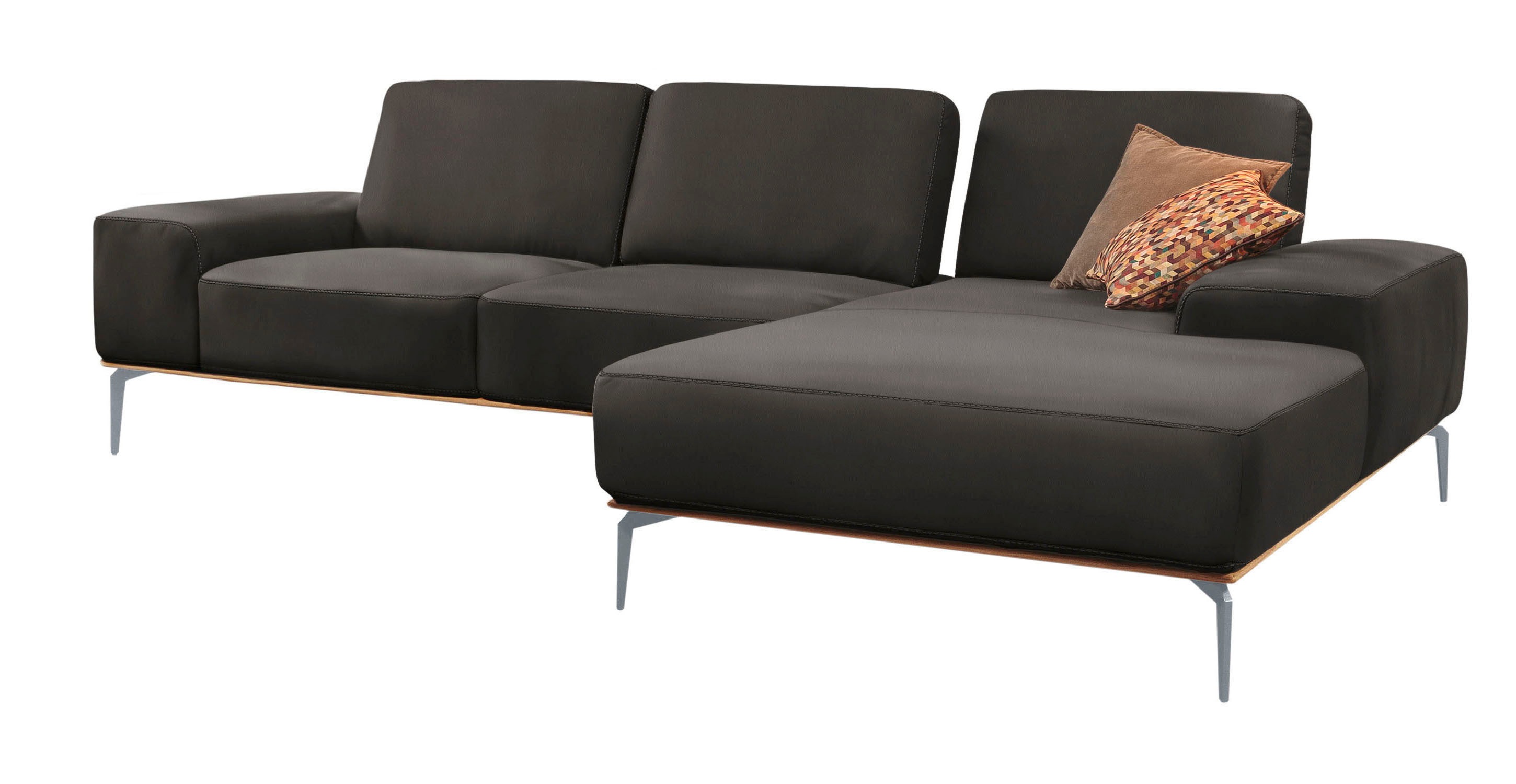 Thumbnail - W.SCHILLIG Ecksofa "run, Designsofa mit tollem Sitzkomfort, bequem, L-Form", mit elegantem Holzsockel, Füße in Silber ma...