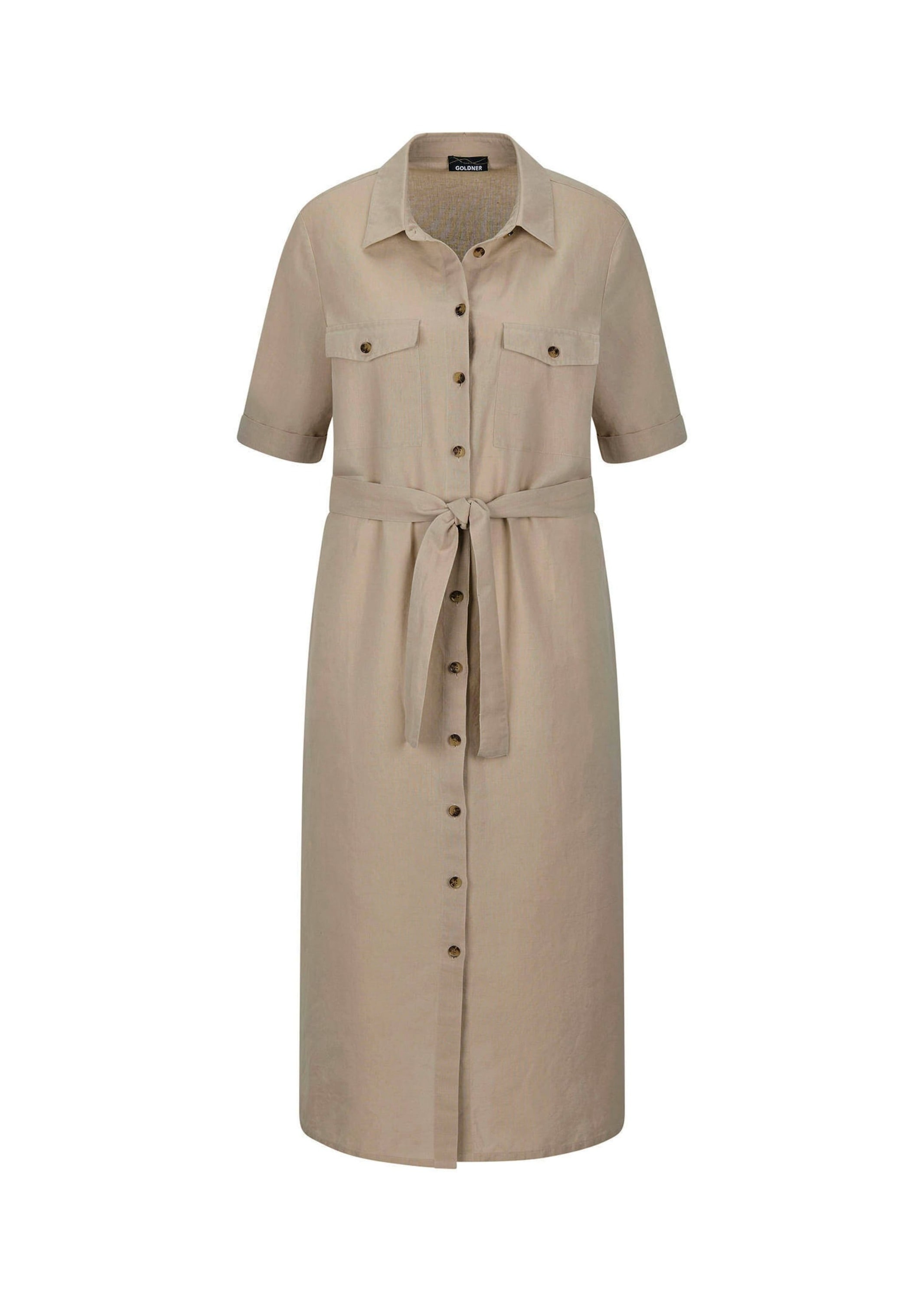 GOLDNER "Leinenkleid im Safari-Look" Brusttaschen figurschmeichelender Schnitt