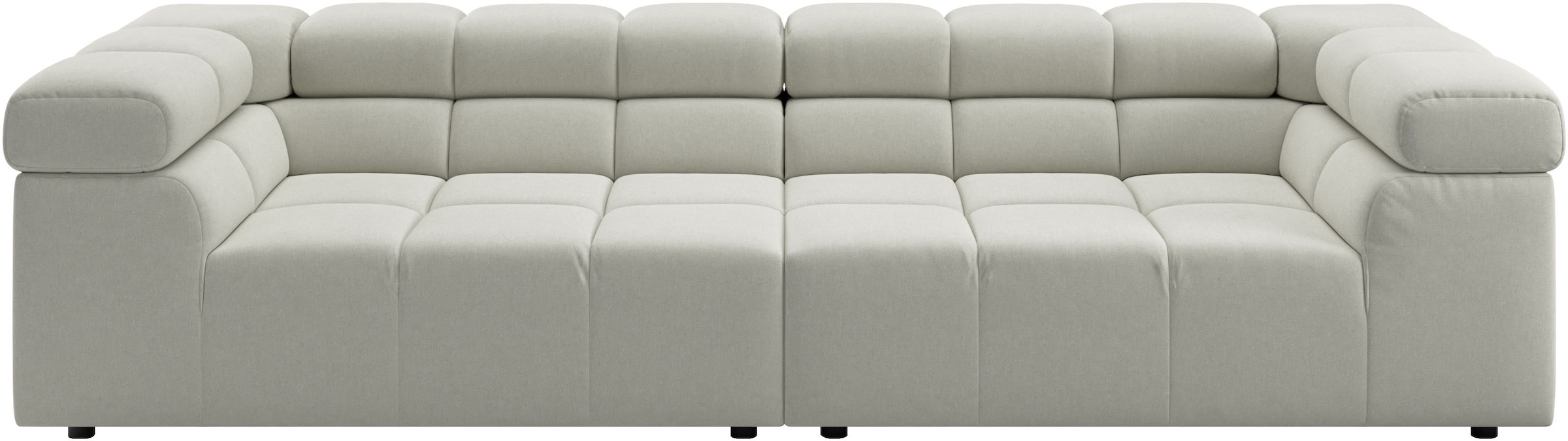Home affaire Big-Sofa "Ancona modern, elegant, bequem, viel Platz, B/T/H: 290/110/70 cm" auffällige Steppung, inkl. 2 Zierkissen und verstellbaren Kopfstützen