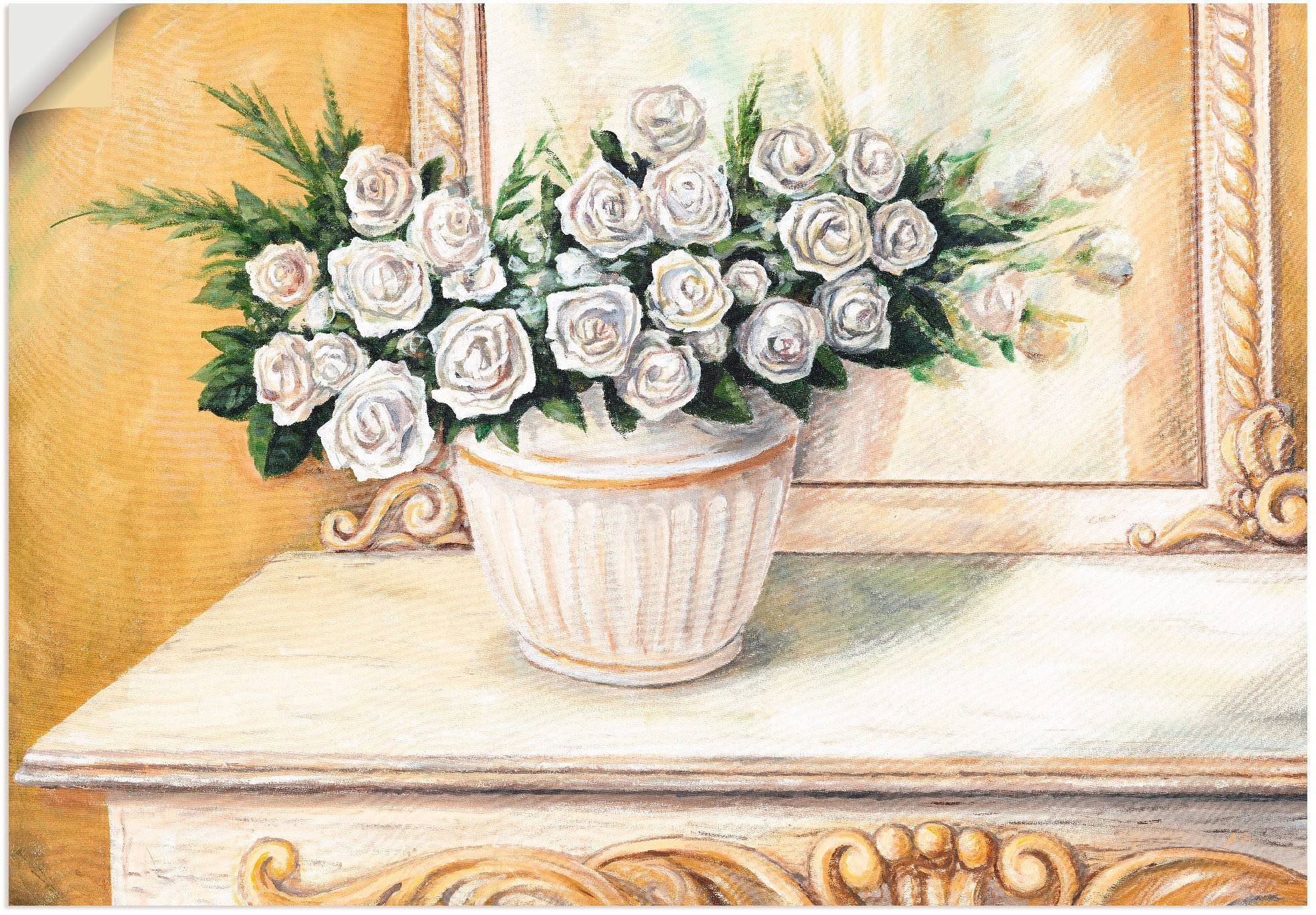 Artland Wandbild »Rosen auf Tisch I«, Blumen, (1 St.), als Alubild, Leinwandbild, Wandaufkleber oder Poster in versch. Größen