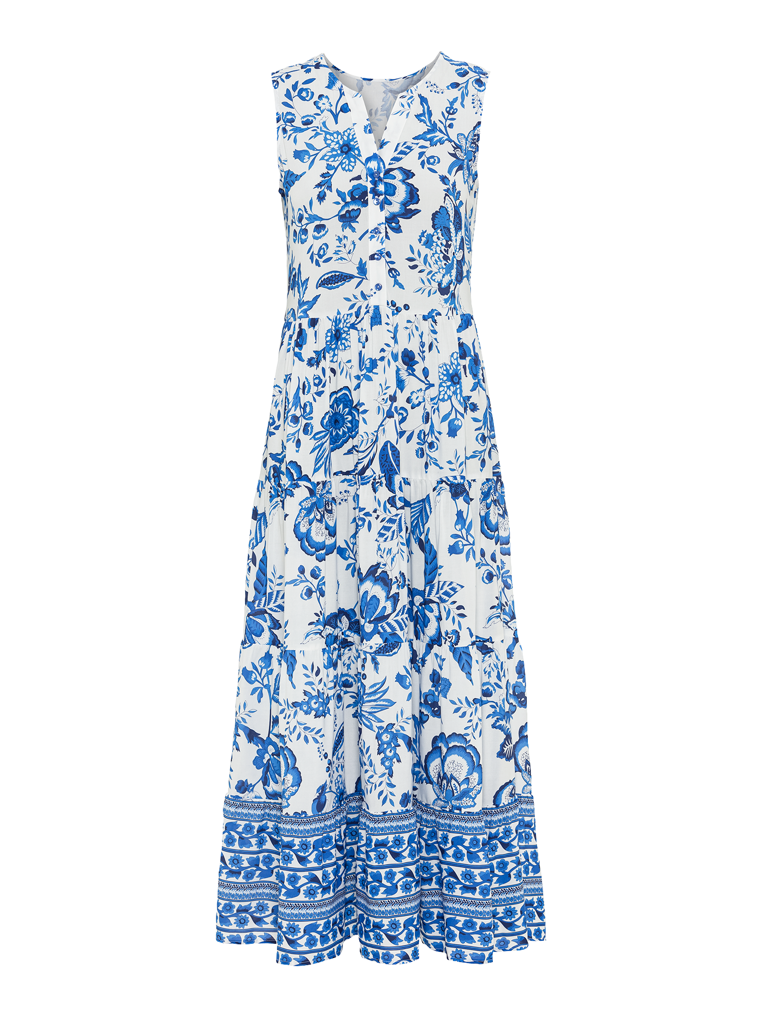 Maxikleid, mit Blumenprint und Knopfleiste, Sommerkleid, Strandkleid