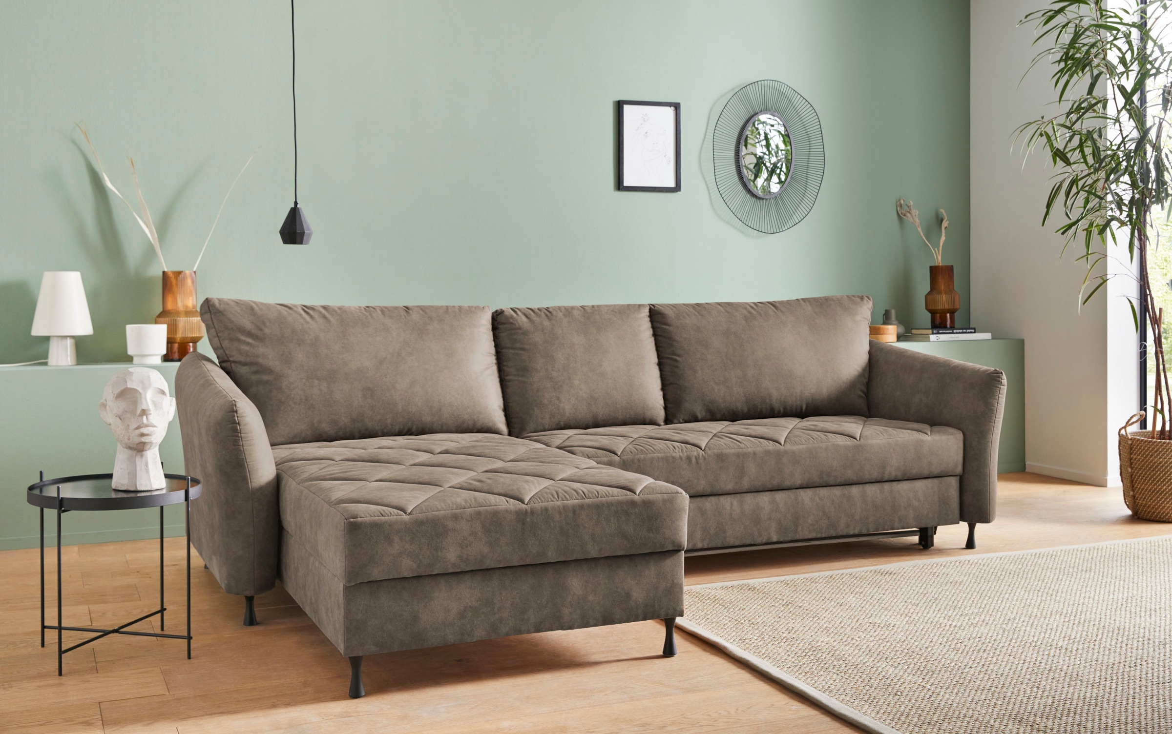 exxpo - sofa fashion Ecksofa, Steppung im Sitzbereich, Wahlweise mit Bettfunktion und Bettkasten