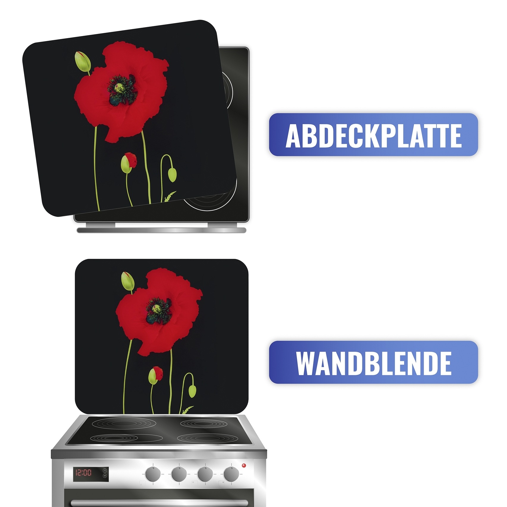Maximex Herd-Abdeckplatte "Multi Modell Mohn" Spritzschutz, Herdblende, Sch günstig online kaufen