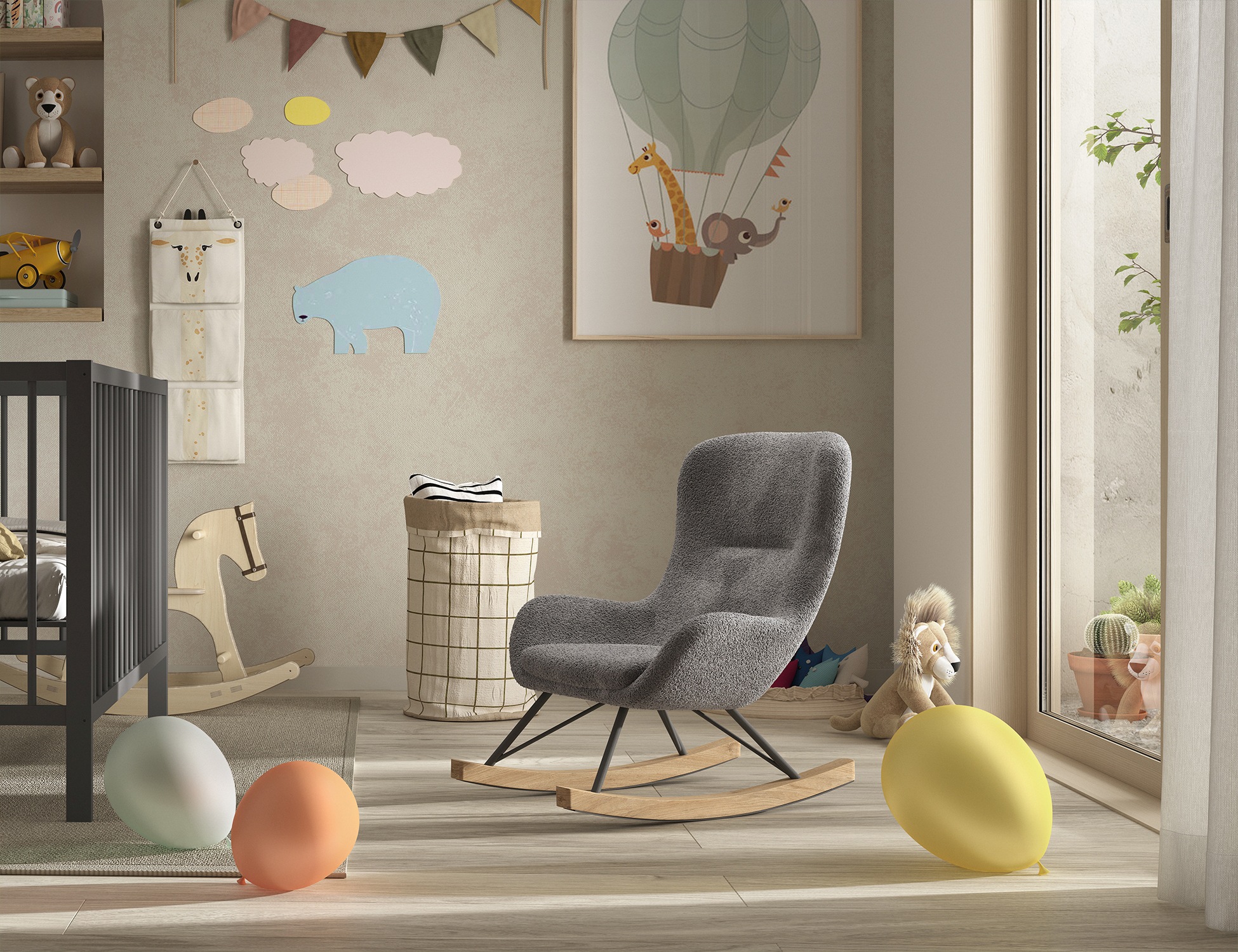 Vipack Schaukelstuhl "Rocky, in flauschigem Bouclé Stoff, Kufen aus massive günstig online kaufen