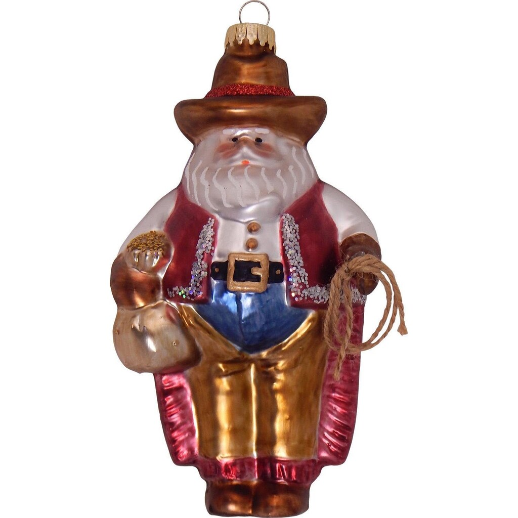 Krebs Glas Lauscha Christbaumschmuck »Cowboy Weihnachtsmann, Weihnachtsdeko, Christbaumschmuck«, (1 tlg.)