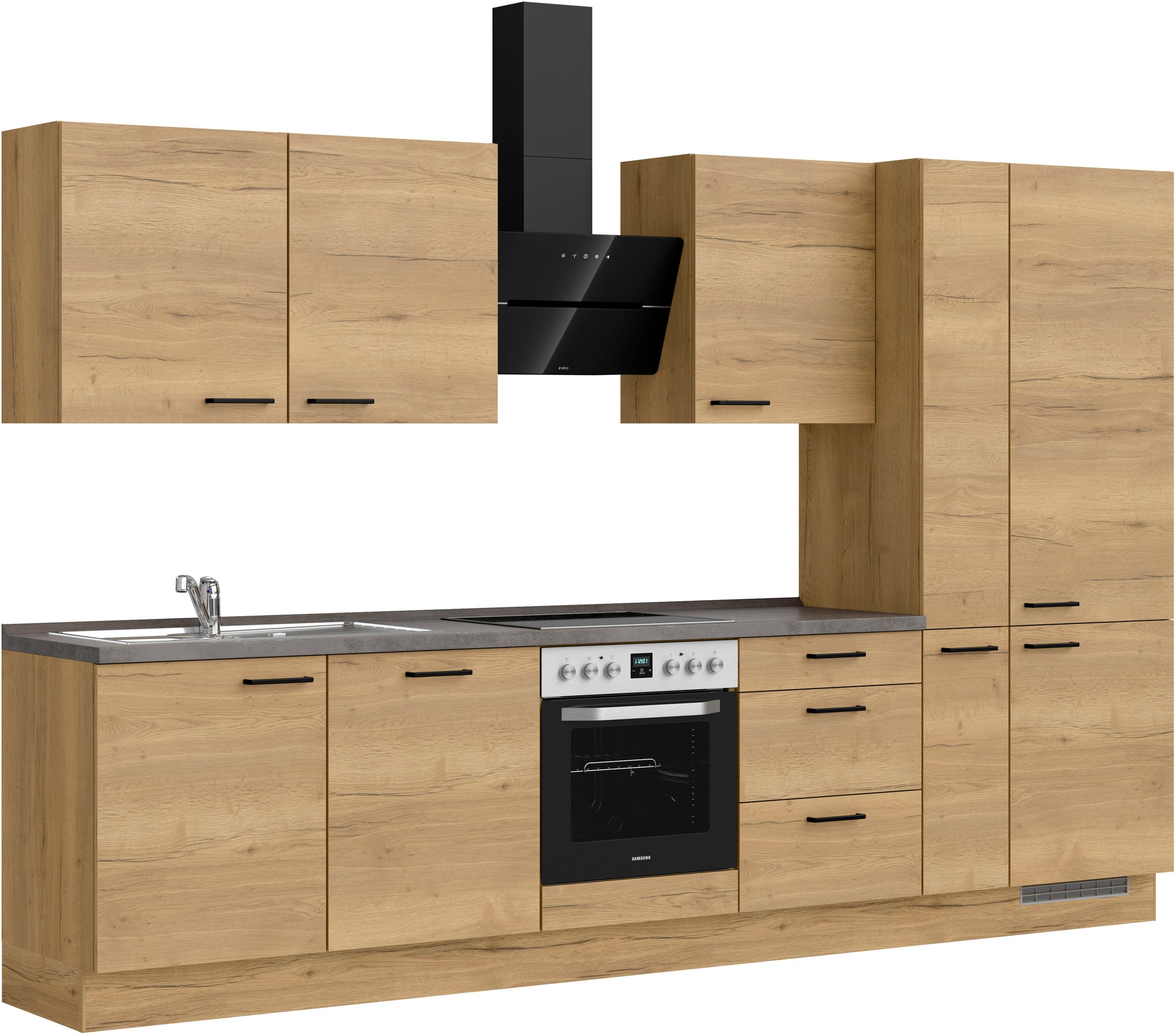 nobilia® Küchenzeile »"Structura II"«, vormontiert, Ausrichtung wählbar, Breite 330 cm, wahlw. mit E-Geräten