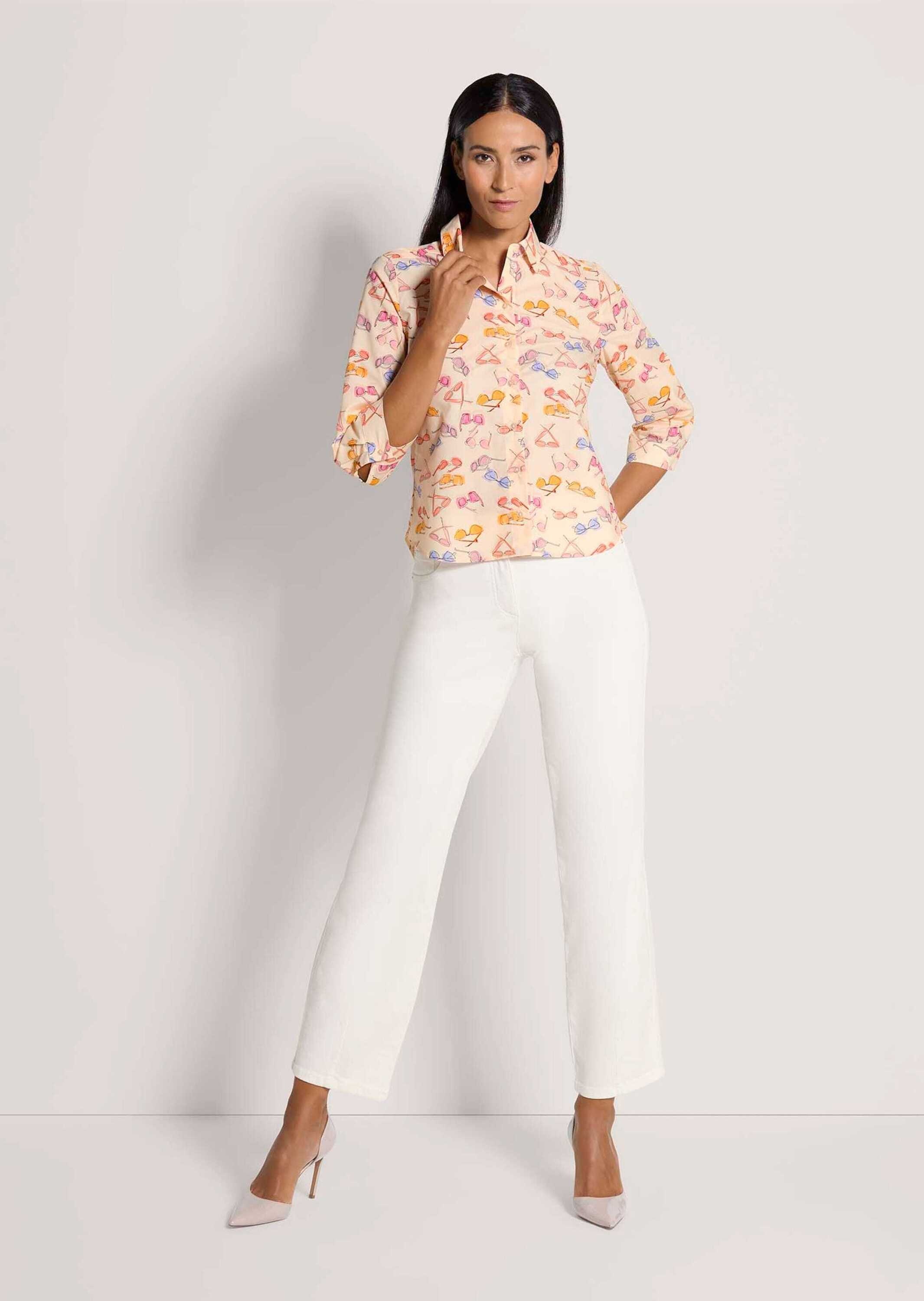 MADELEINE Hemdbluse »Hemdbluse Druckbluse mit Brillen-Muster« Bluse mit Unikatdruck