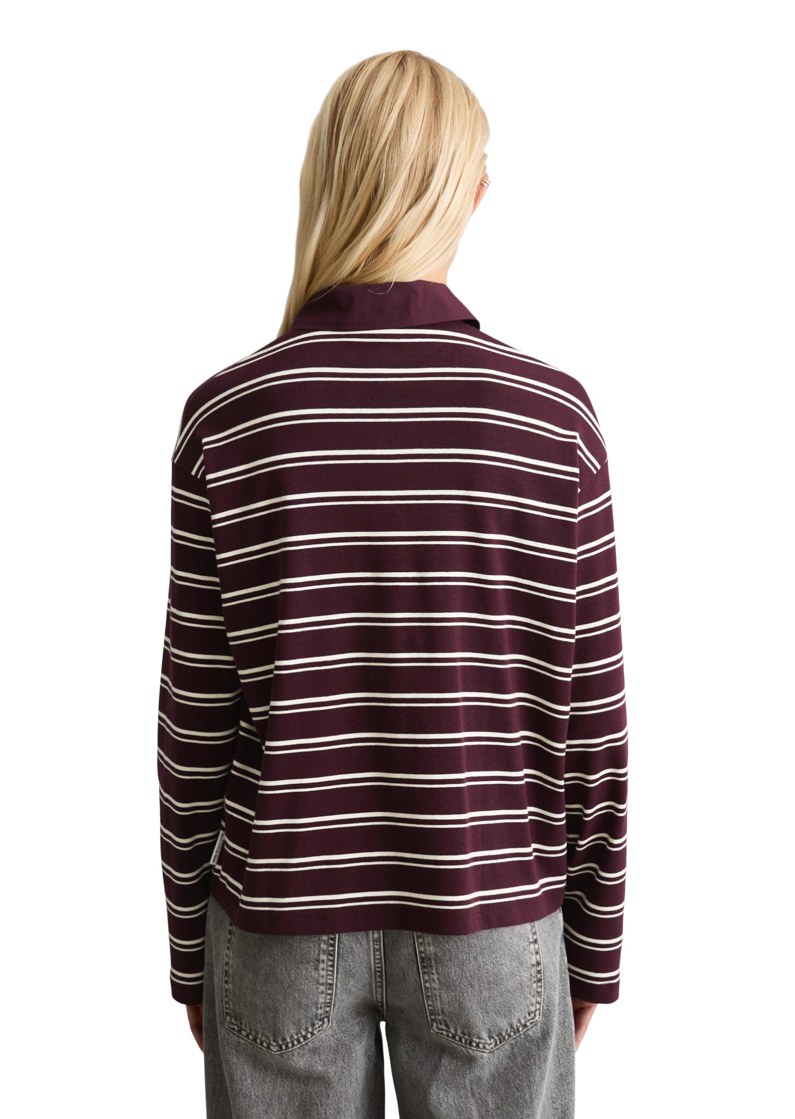 Marc O'Polo DENIM Langarm-Poloshirt »aus gestreiftem Heavy Jersey«