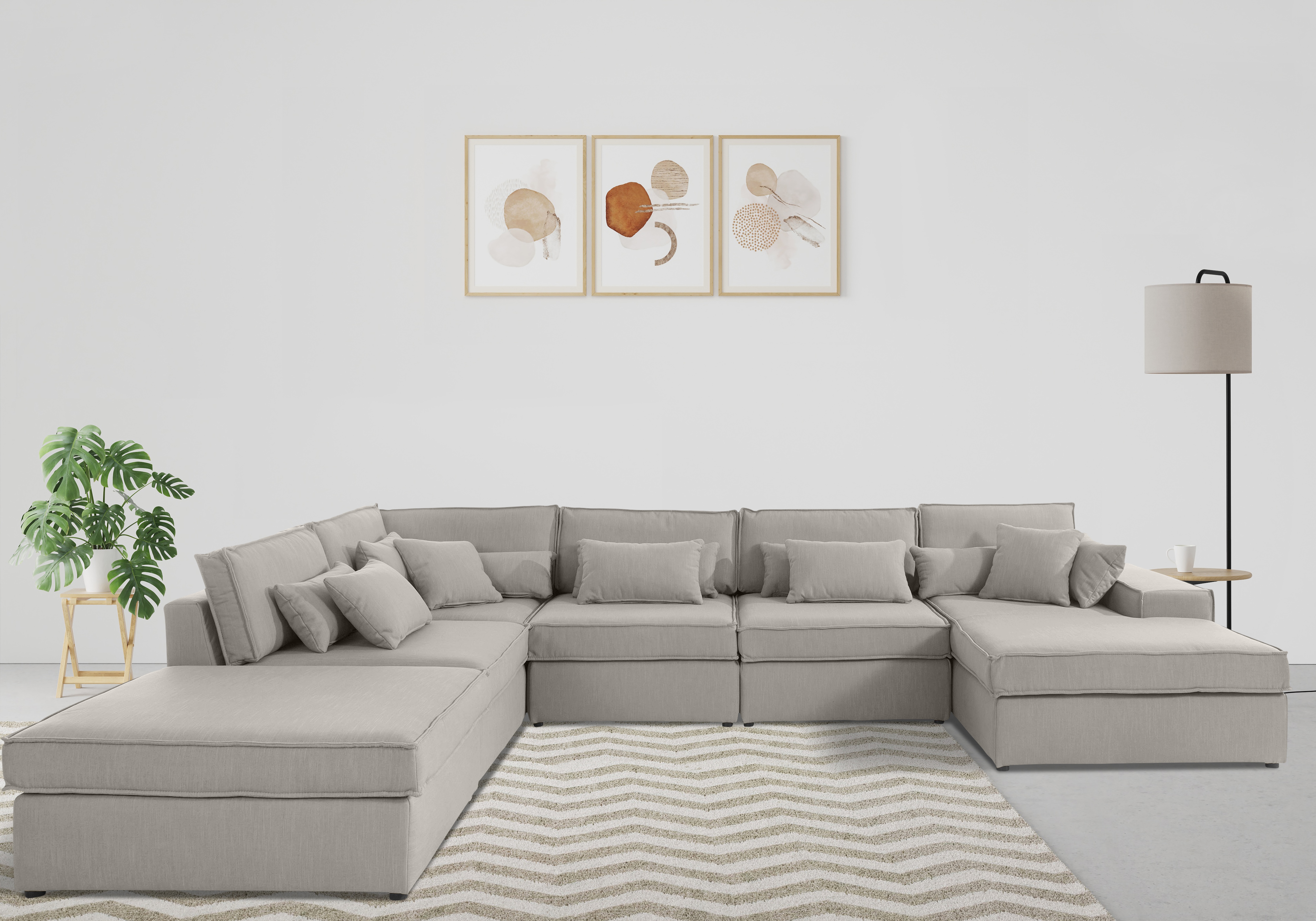 OTTO home Wohnlandschaft "Florid U-Form" 6 Teile, bestehend aus Modulen, viele Bezugsqualitäten, auch in Cord