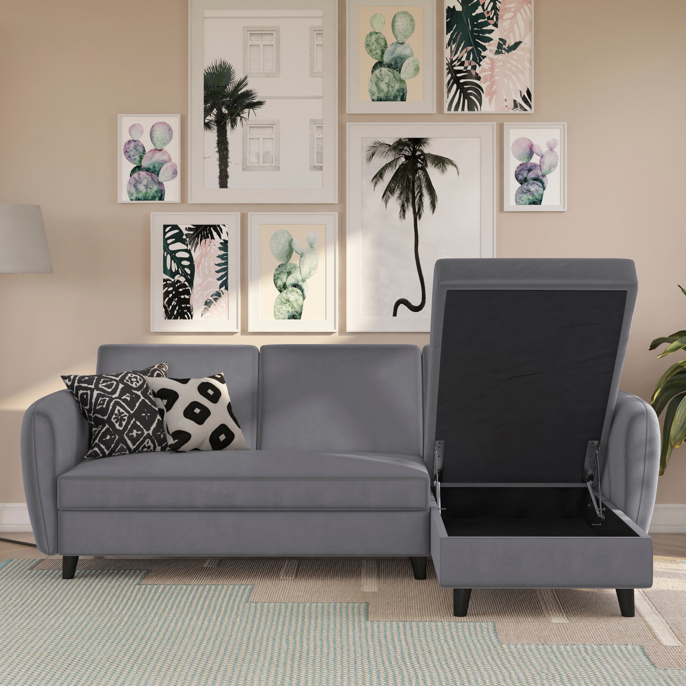 Dorel Home Ecksofa »Perry, L-Form,«, Rückenlehne, verschiedene Farbvarianten, Sitzhöhe 43 cm, Breite 219 cm