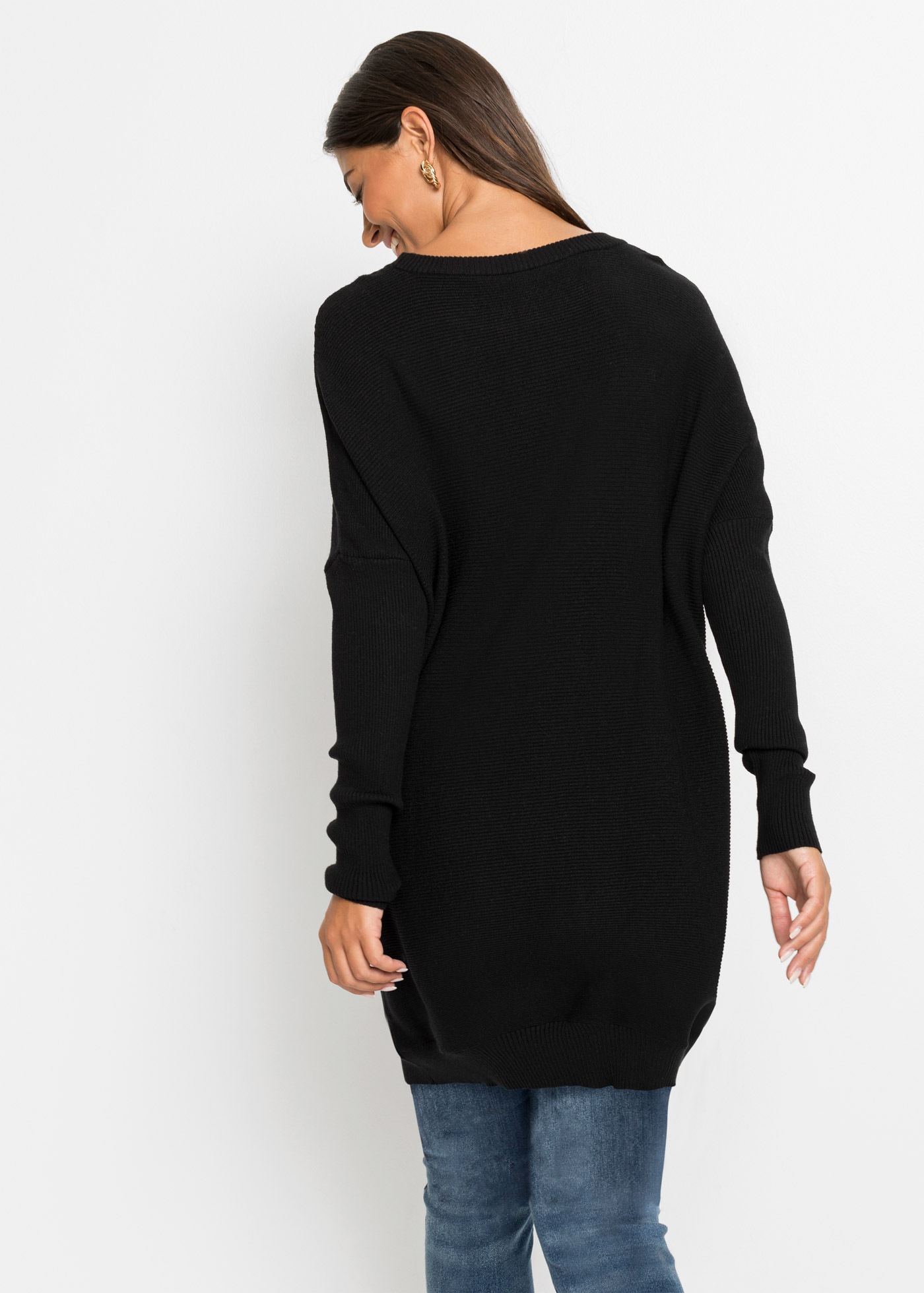 bonprix Longpullover aus Viskose-Mix, mit Langarm, für Wintermode, Oversize günstig online kaufen