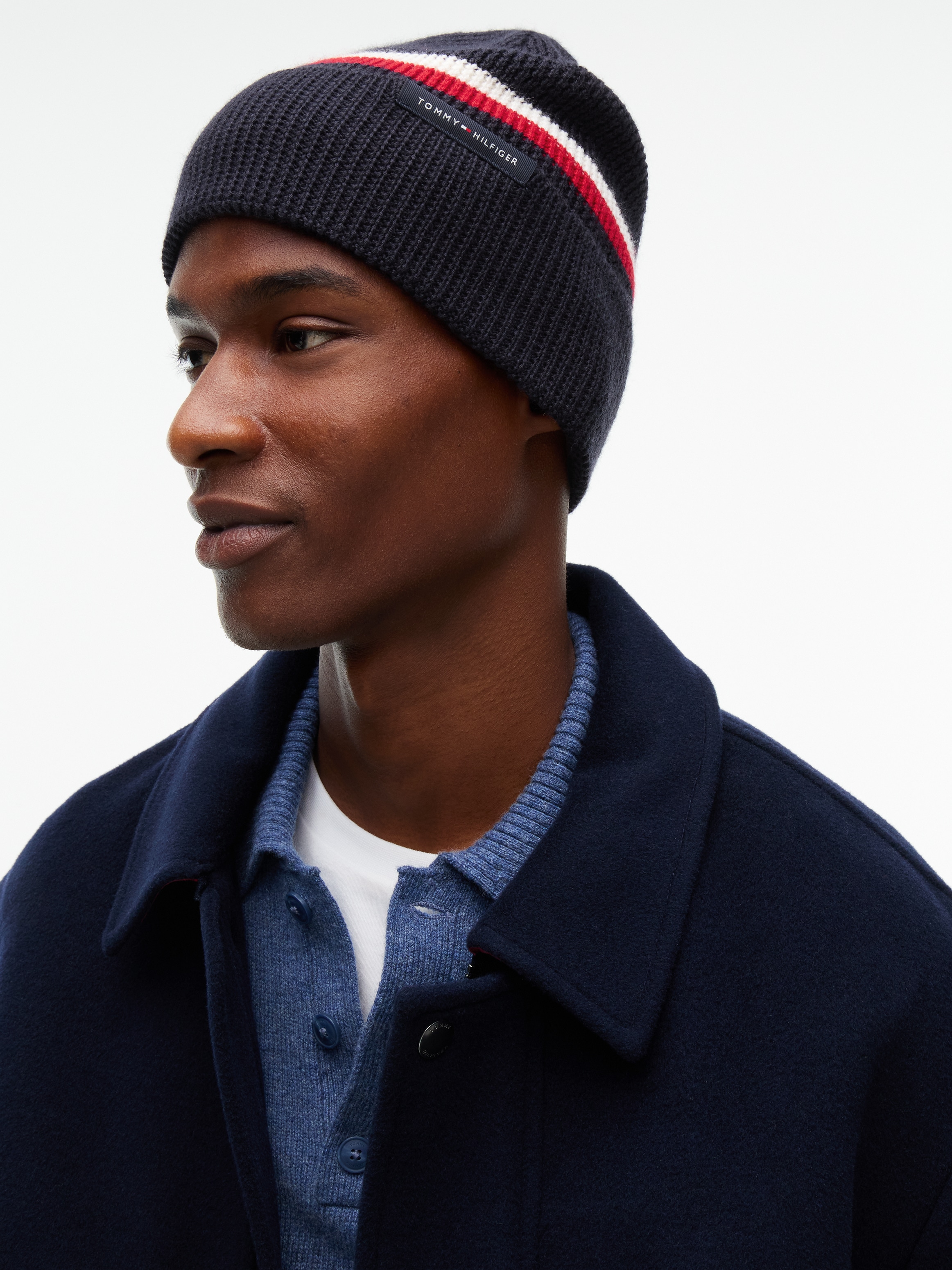 Tommy Hilfiger Beanie »TH RWB« aus Wollmix mit Global-Streifen