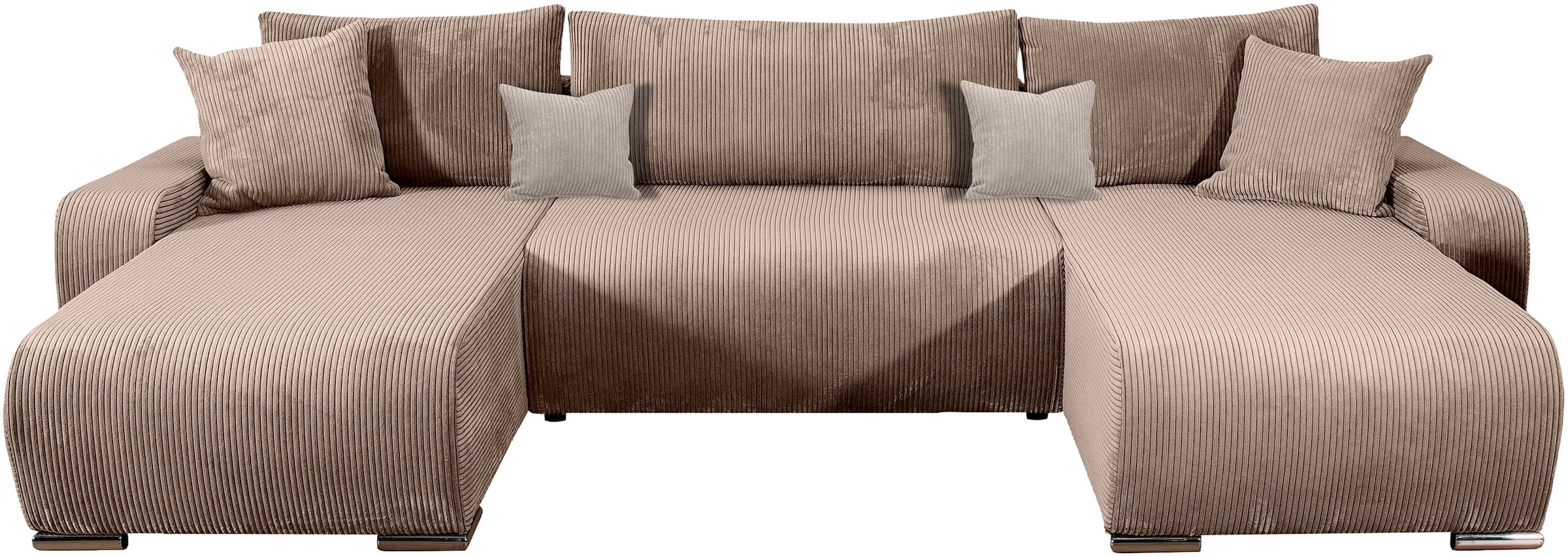 COLLECTION AB Wohnlandschaft »Paola U-Form«, mit Schlaffunktion, Stauraum, Zierkissen und Bonnellfederkern, Cord