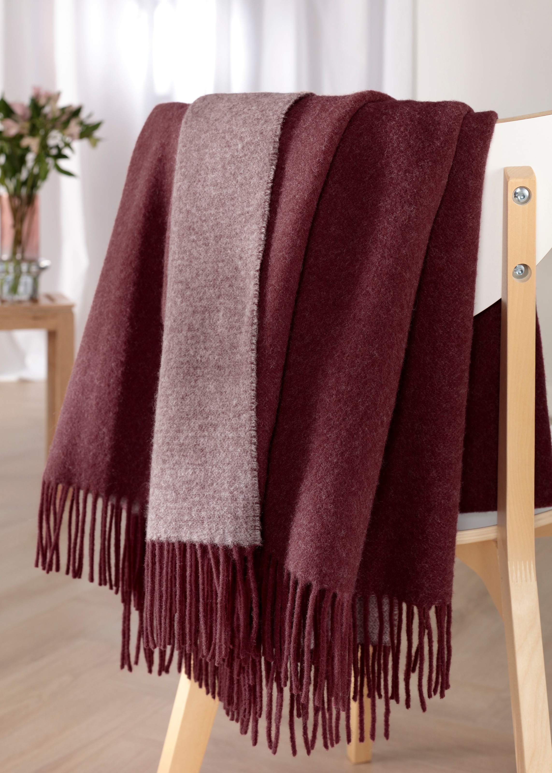 Biederlack Wohndecke "Soft Impression im Doubleface-Look" Wolle-Kaschmir-Mi günstig online kaufen