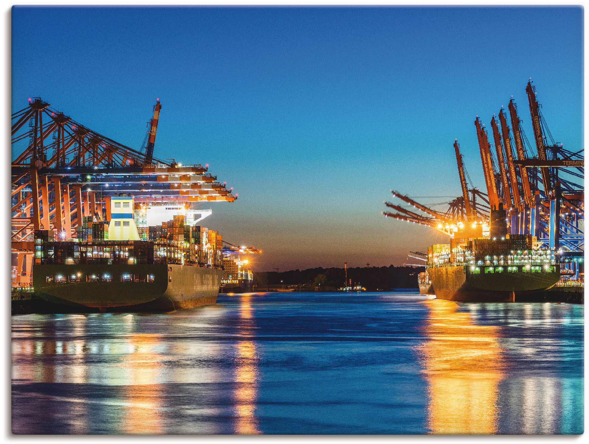 Artland Wandbild "Hamburg Hafen am Abend 2" Deutschland 1 Stk. tlg. als Leinwandbild, Poster in verschied. Größen