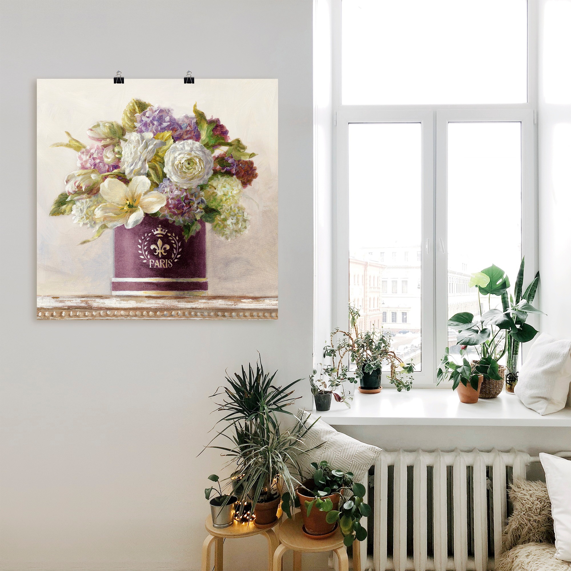 Artland Wandbild "Tulpen in Auberginer Hutschachtel" Blumen 1 Stk. tlg. ohn günstig online kaufen