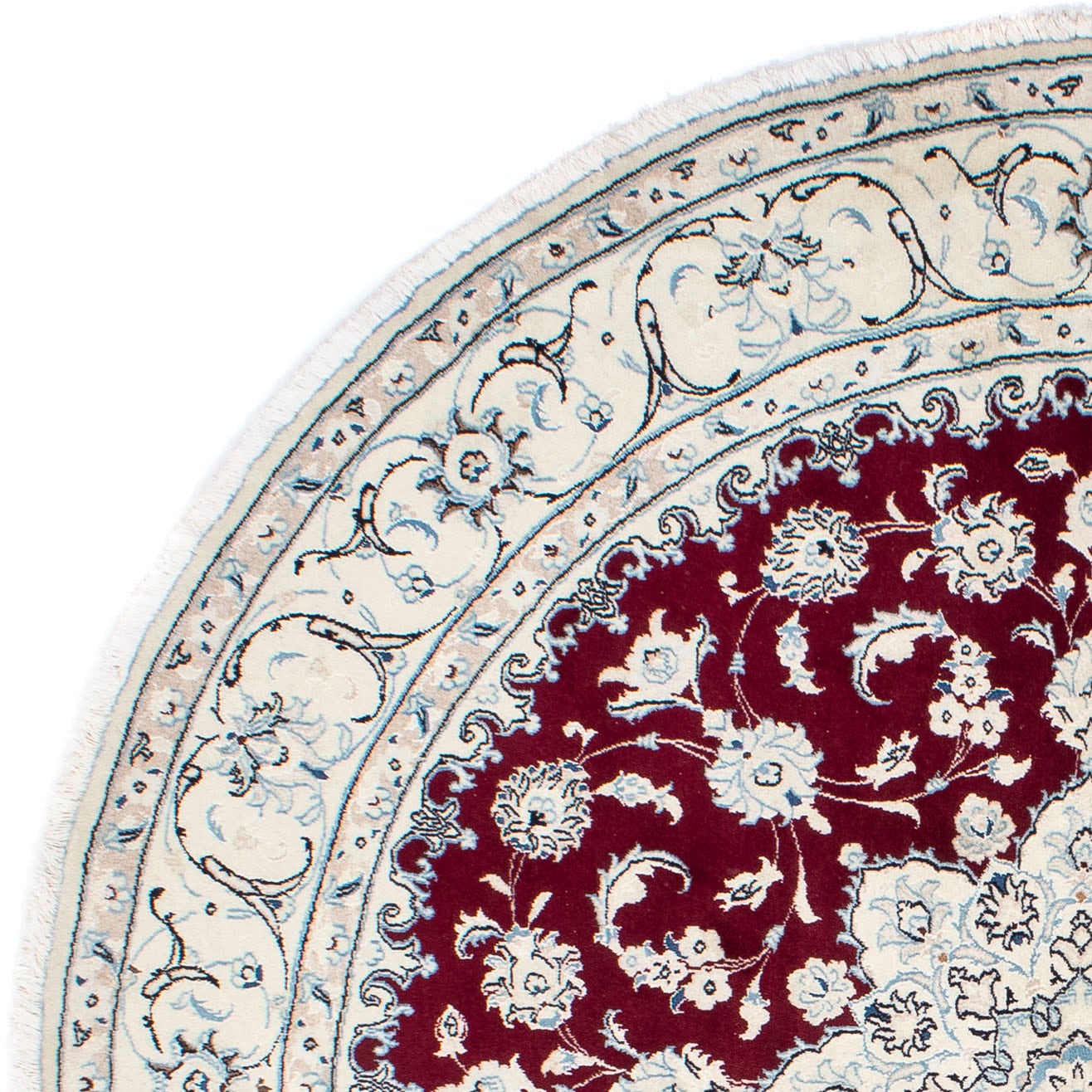 morgenland Orientteppich »Perser - Nain - Royal rund - 240 x 240 cm - dunkelrot«, rund, Wohnzimmer, Handgeknüpft, Einzelstück mit Zertifikat