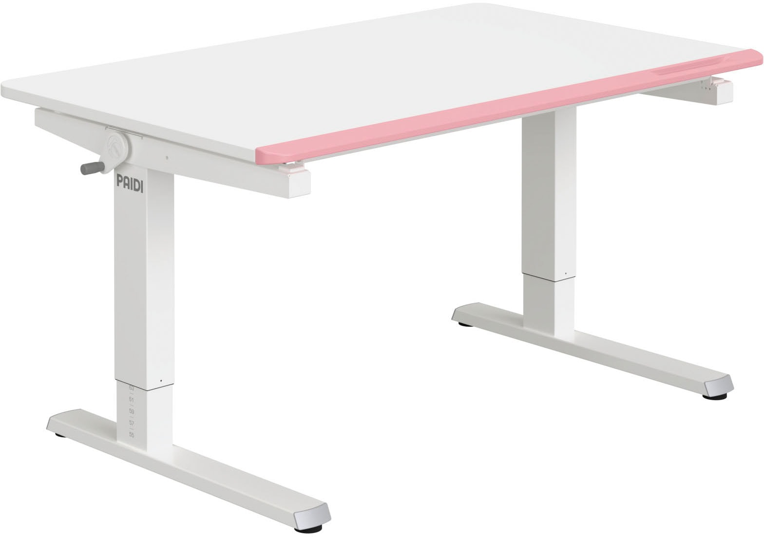 PAIDI Schreibtisch "TEENIO in verschiedenen Ausführungen, mitwachsend & ergonomisch" B/H/T ca. 120/53-79/75 cm, Kreideweiß, höhenverstellbarer Schülerschreibtisch, Platte bis 14 neigbar