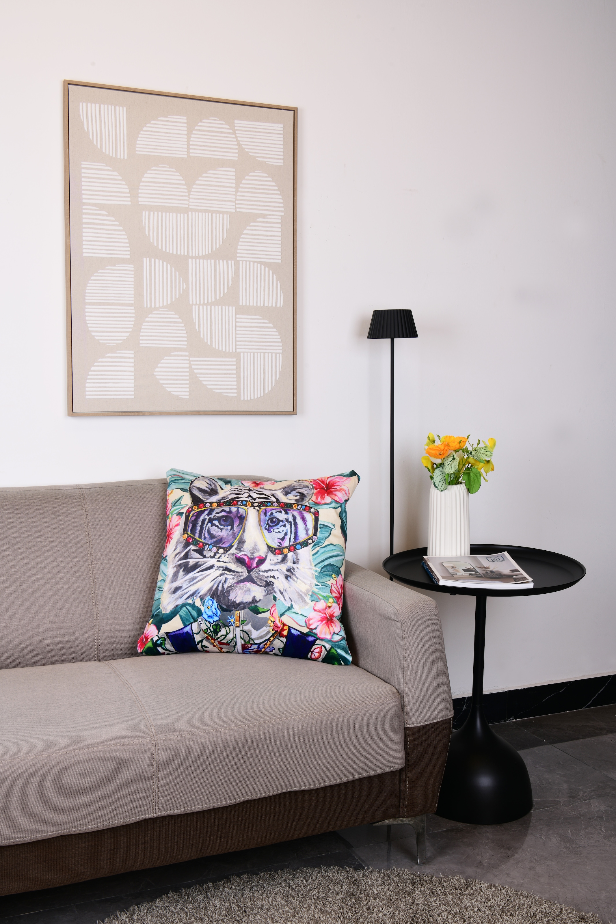 MIRRORS AND MORE Dekokissen »TIGRO« gemustert, Dekokissen mit Füllung