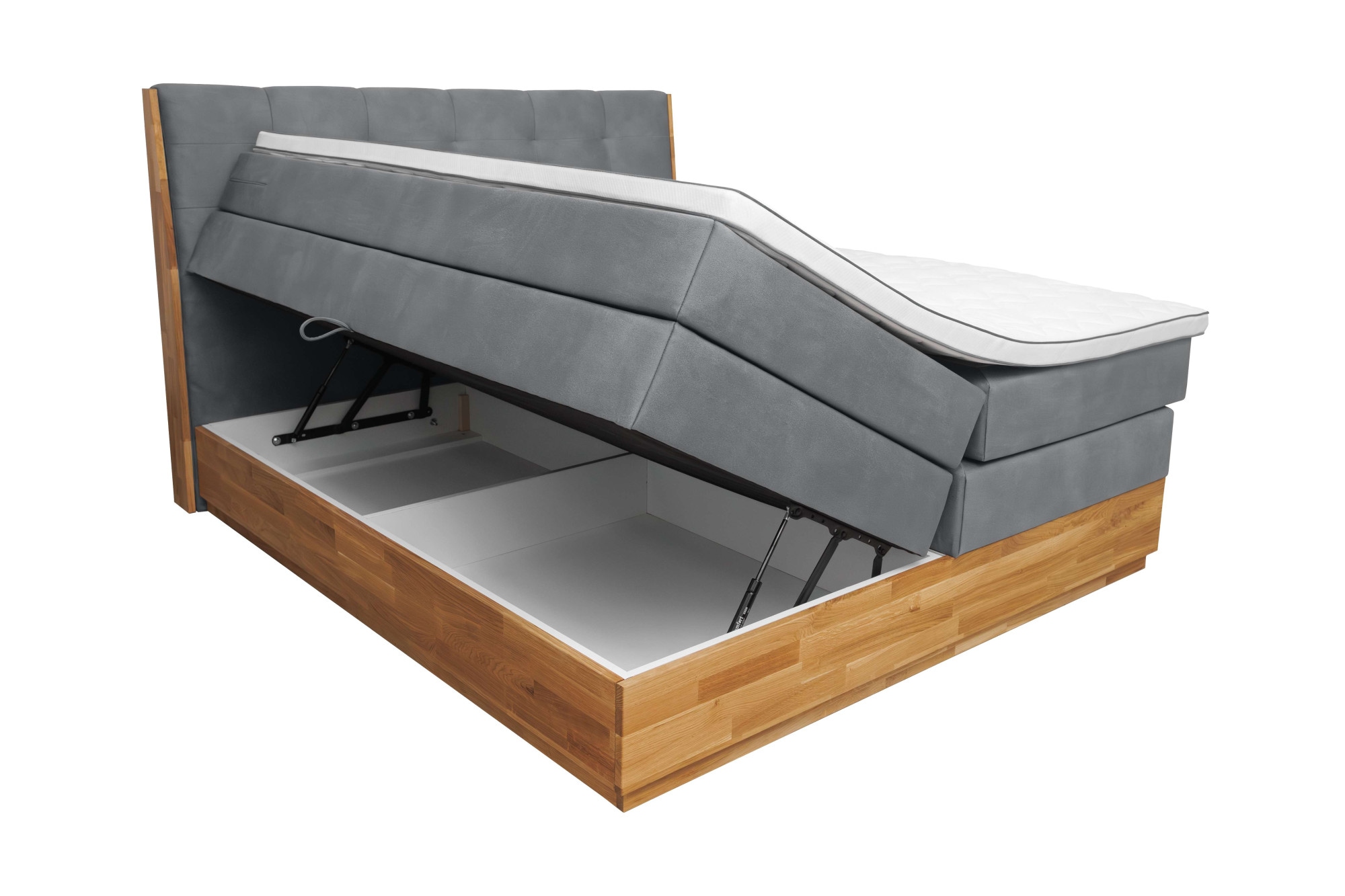 OTTO home Boxspringbett »Alleea, Doppelbett, Polsterbett, Federkernbett, Komforbett, 160/180 cm« inkl. Topper, zwei Bettkästen, Taschen-Federkernmatratze, Härtegrad 3