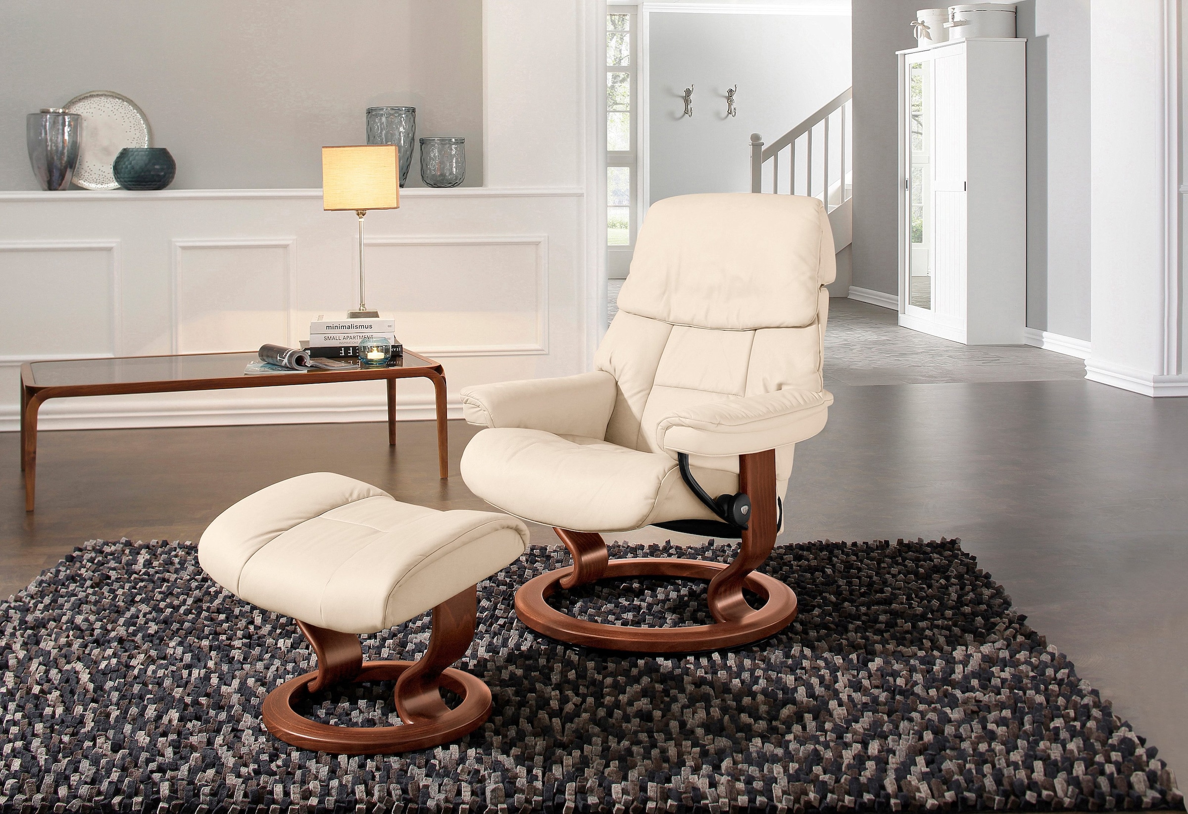 Stressless Relaxsessel "Ruby", (Set, Relaxsessel mit Hocker), mit Classic Base, Größe M, Gestell Eiche, Wenge, Braun & S