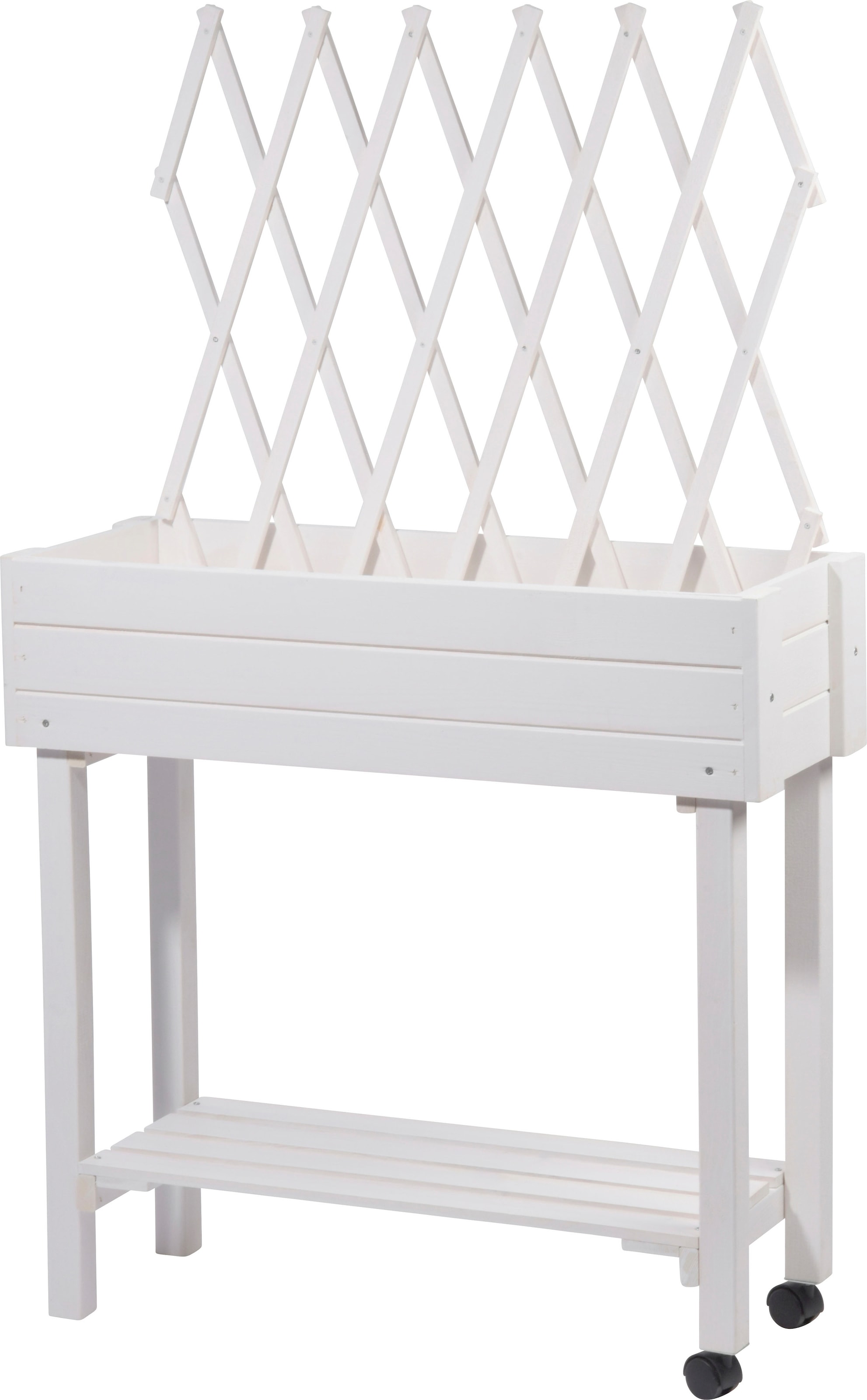 dobar Hochbeet rollbar, mit Rankgitter, weiß