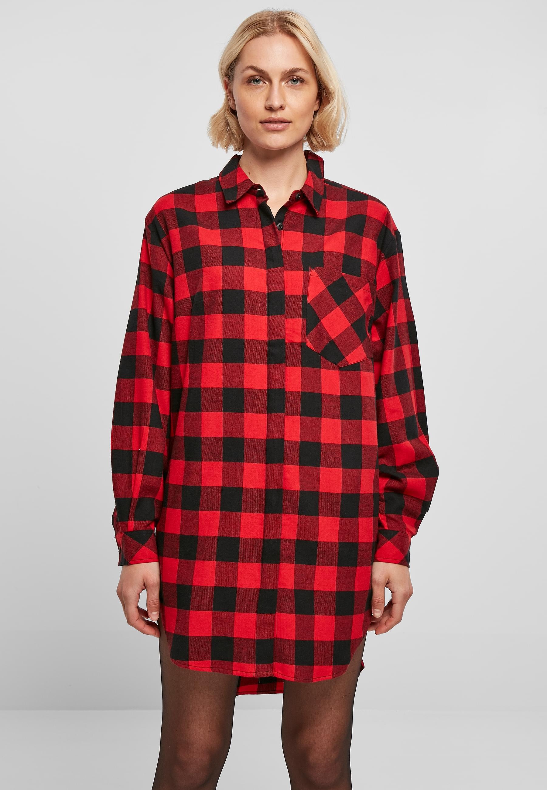 URBAN CLASSICS Shirtkleid »Urban Classics Damen Ladies Oversized Check Flannel Shirt Dress«, (1 tlg.)