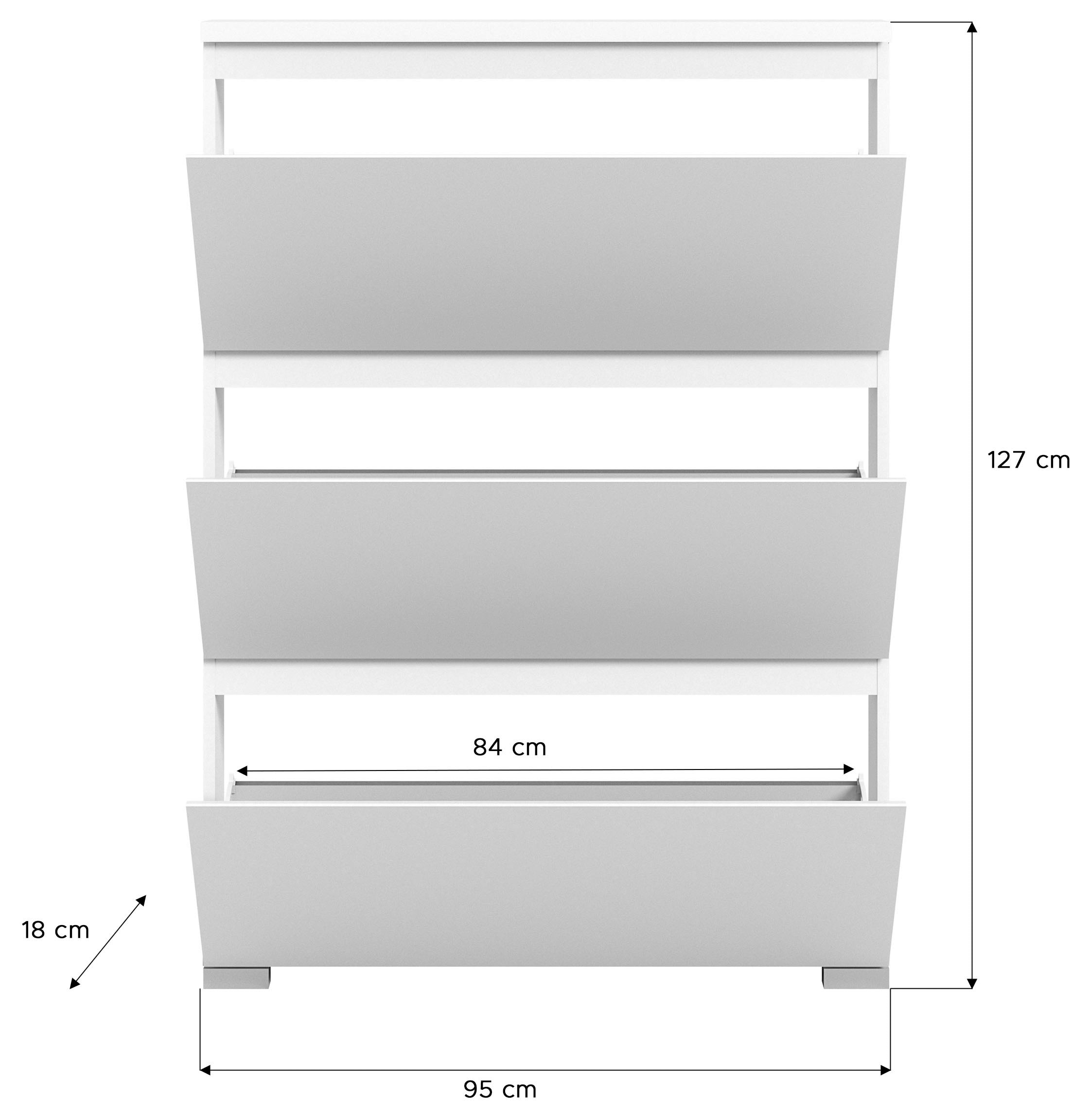 Home affaire Schuhschrank »Skoskap, Tiefe 18cm, 3 Klappen mit Schuhwalze, Platz für 12 Schuhpaare« Schuhkipper, Schuhkommode, Schuhregal, Kommode, Anrichte