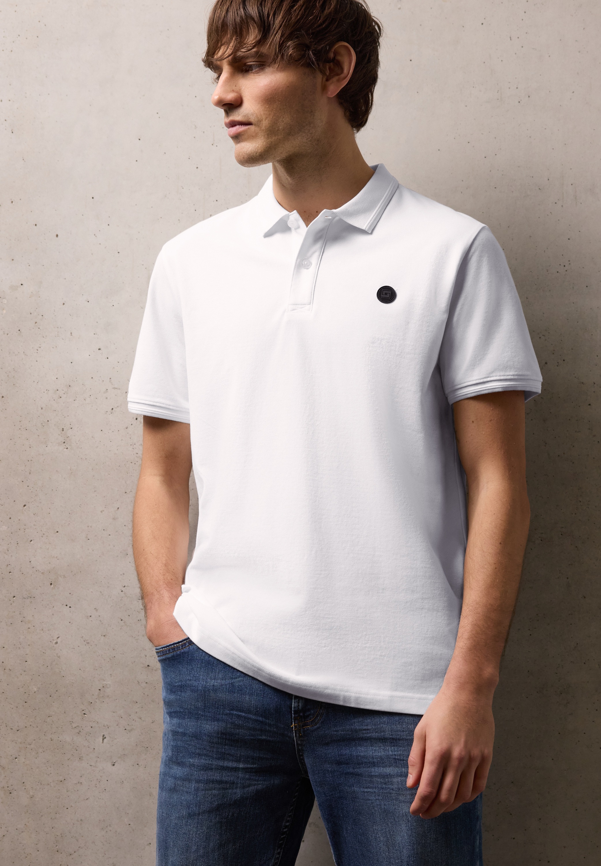 STREET ONE MEN Poloshirt aus Baumwolle mit Stretchante günstig online kaufen
