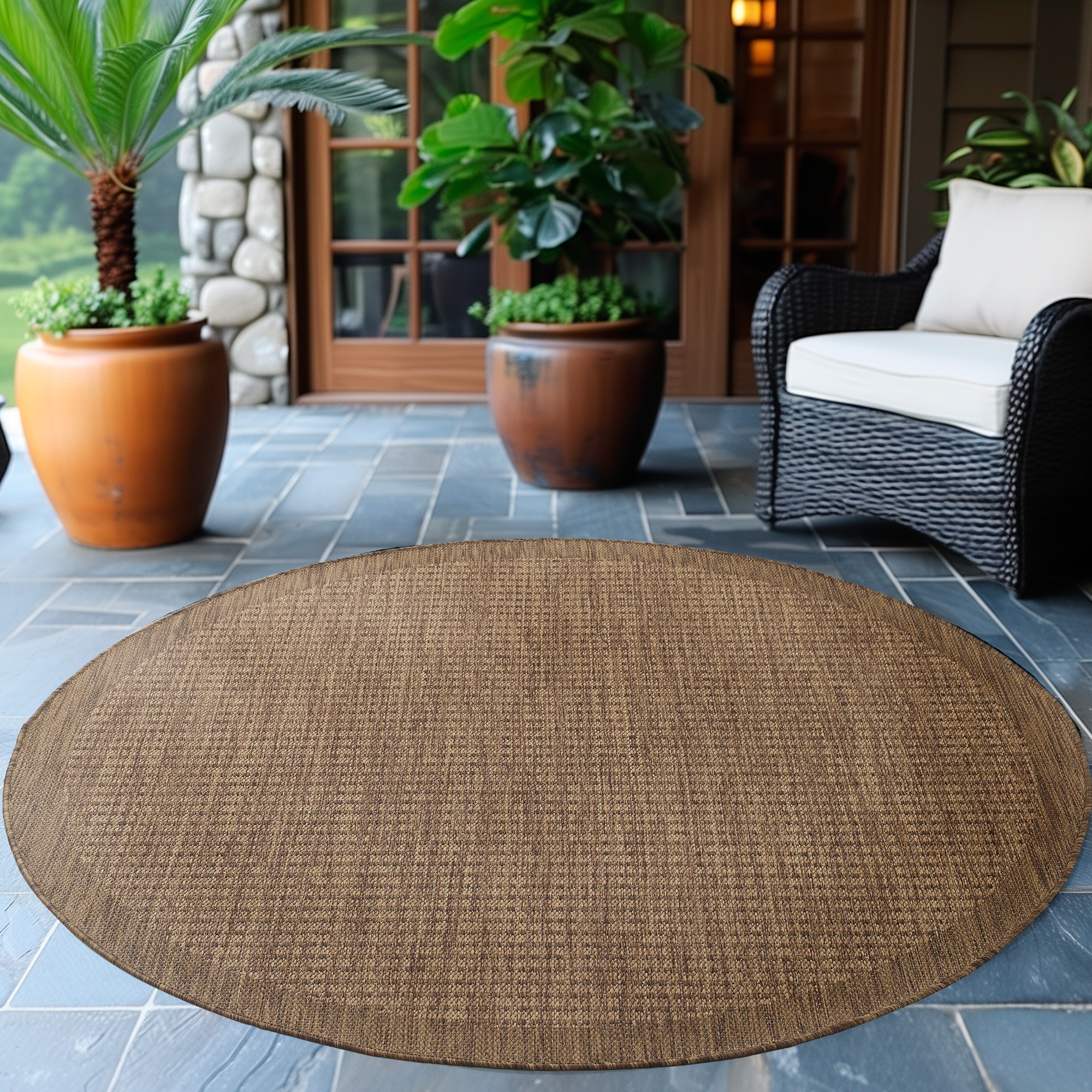Ayyildiz Teppiche Outdoorteppich "GIZA 1410, auch als Läufer und Rund" rund 3 mm Höhe Läufer, In- und Outdoor, Wetterfest, Wasserabweisend, robust