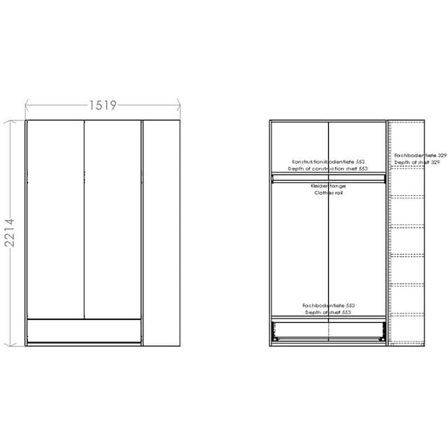 Müller SMALL LIVING Kleiderschrank »Modular Plus Variante 1«, 1 geräumige  Schublade, Anbauregal links oder rechts montierbar | BAUR