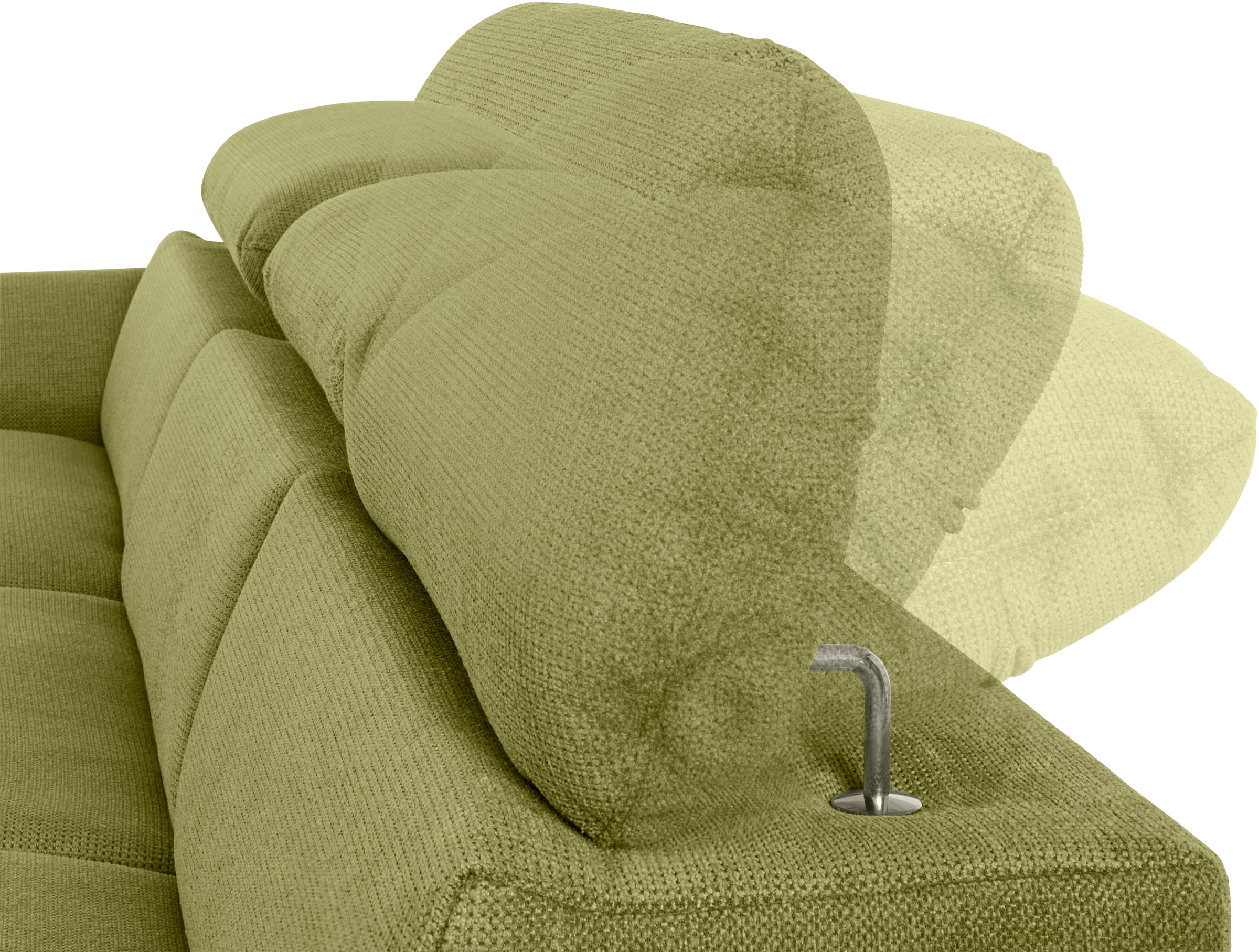 COTTA Ecksofa »Lola L-Form mit Kopfteilfunktion & Hocker«, (Set, mit Hocker), wahlweise mit Bettfunktion, Bettkasten & Armteilverstellung