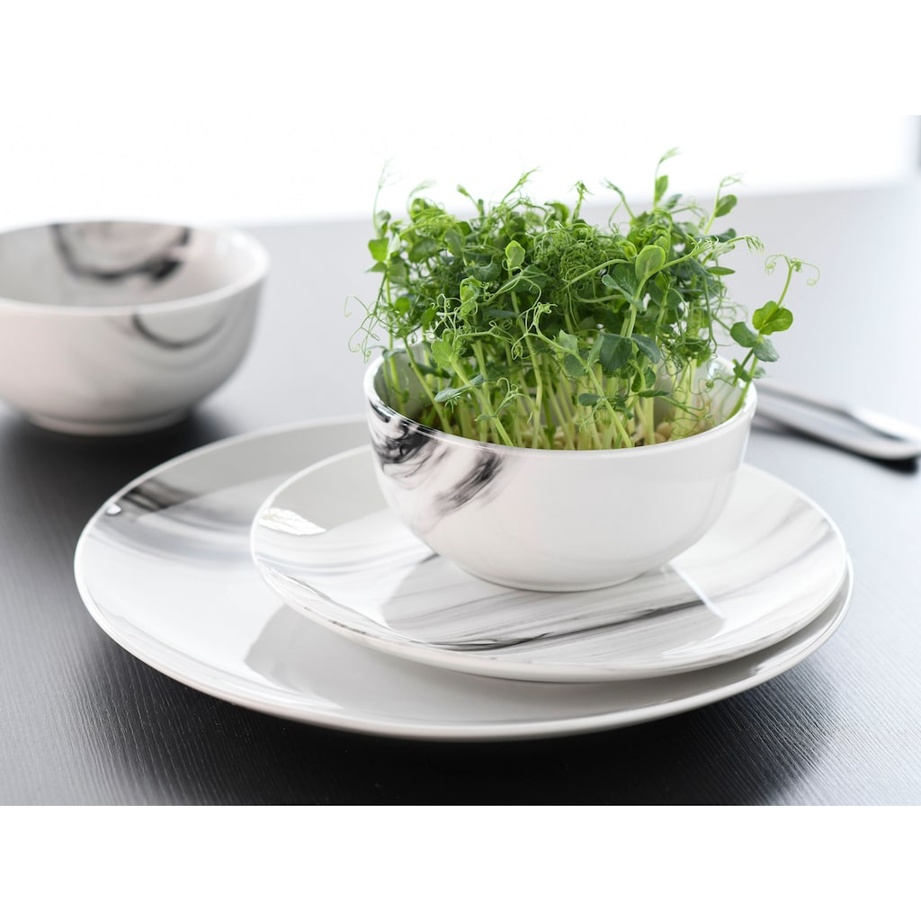 CreaTable Kombiservice »Geschirr-Set Marmor«, (Set, 16 tlg., Kaffeeservice und Tafelservice im Set, für 4 Personen), Service, tolle Optik, 16 Teile, für 4 Personen