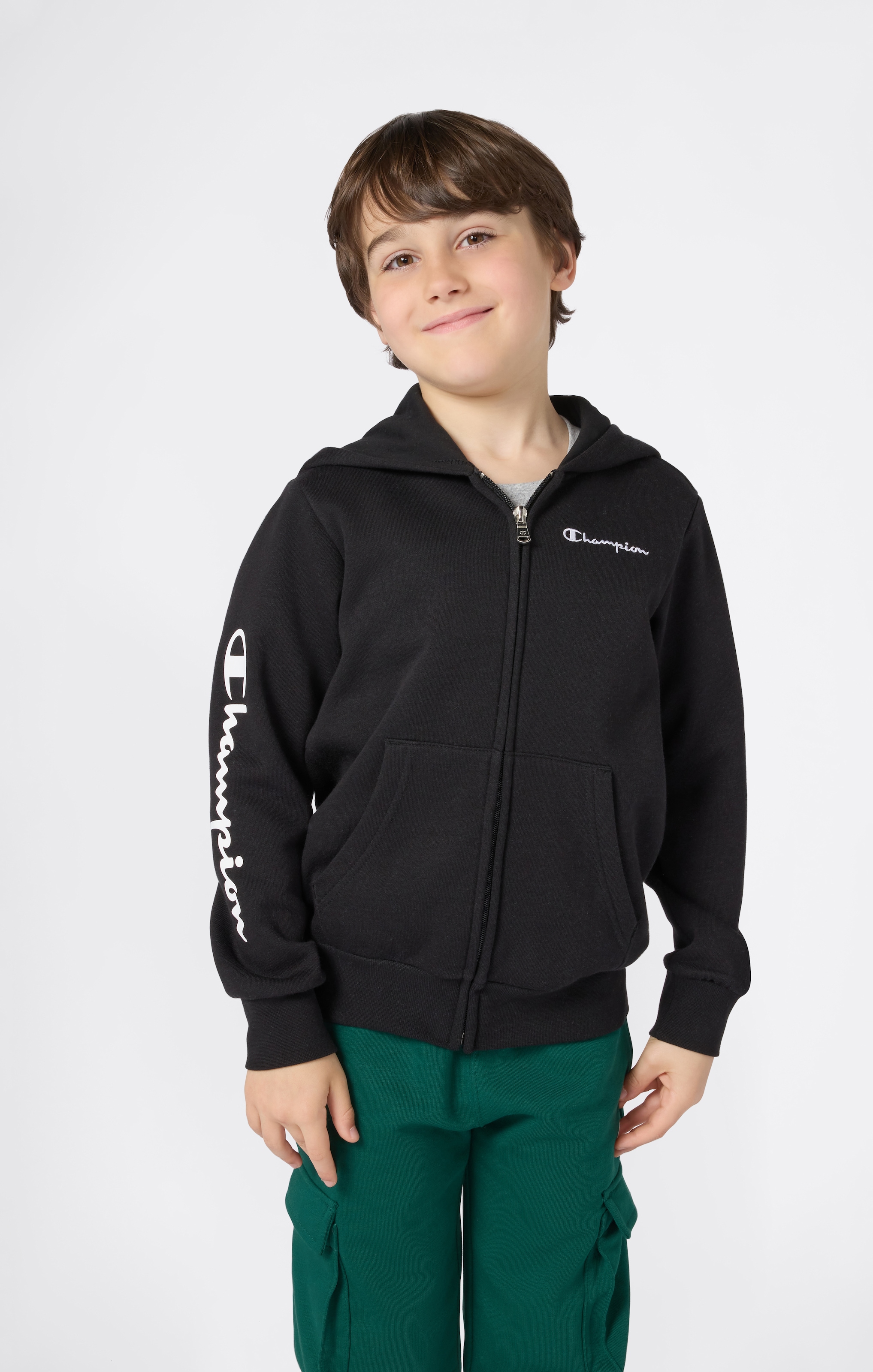 Champion Kapuzensweatjacke "ICONS CONTRAST Full Zip Hoodie" mit durchgehendem Reißverschluss, aus Baumwolle und Polyester