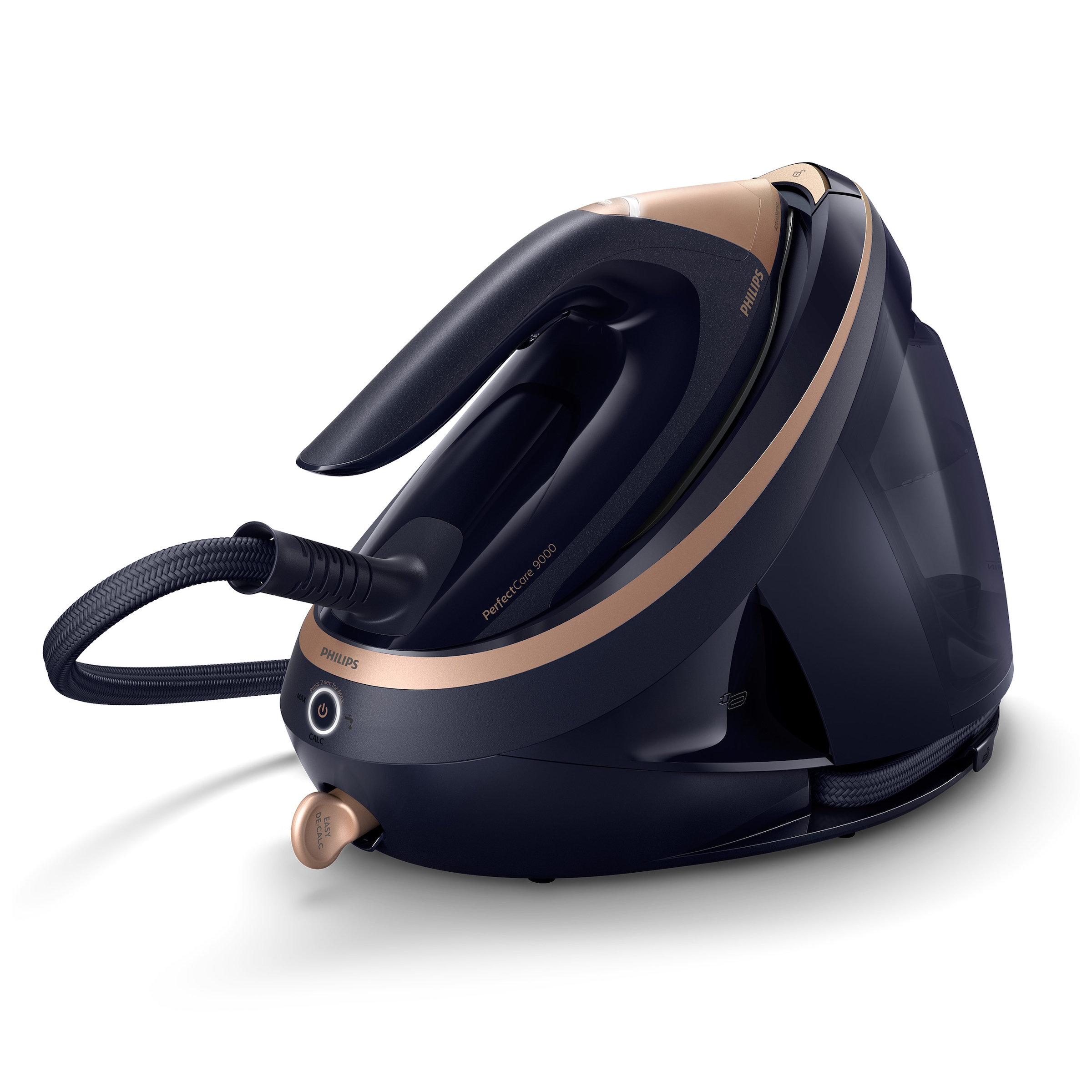Philips Dunkelblau Kupfer Dampfbügelstation "Psg9030/20 Perfectcare 9000 Series" 1.800 Ml Wassertank Activesense Technologie Steamglide Elite Bügelsohle 720 Gr Dampfstoß von Baur