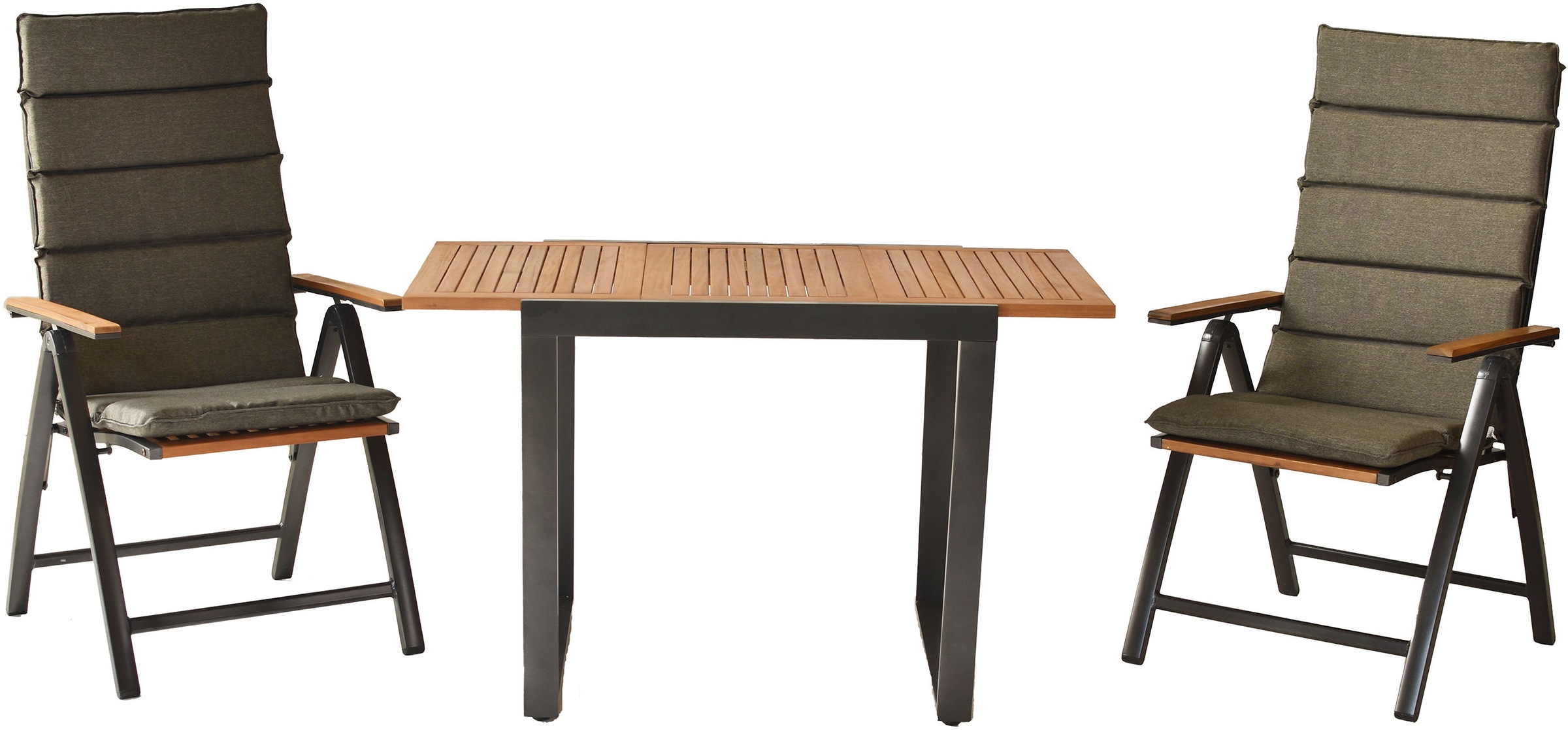Merxx Athos Set 5-tlg. 2 Klappsessel 2 Auflagen Balkon-Tisch Ausziehbar günstig online kaufen